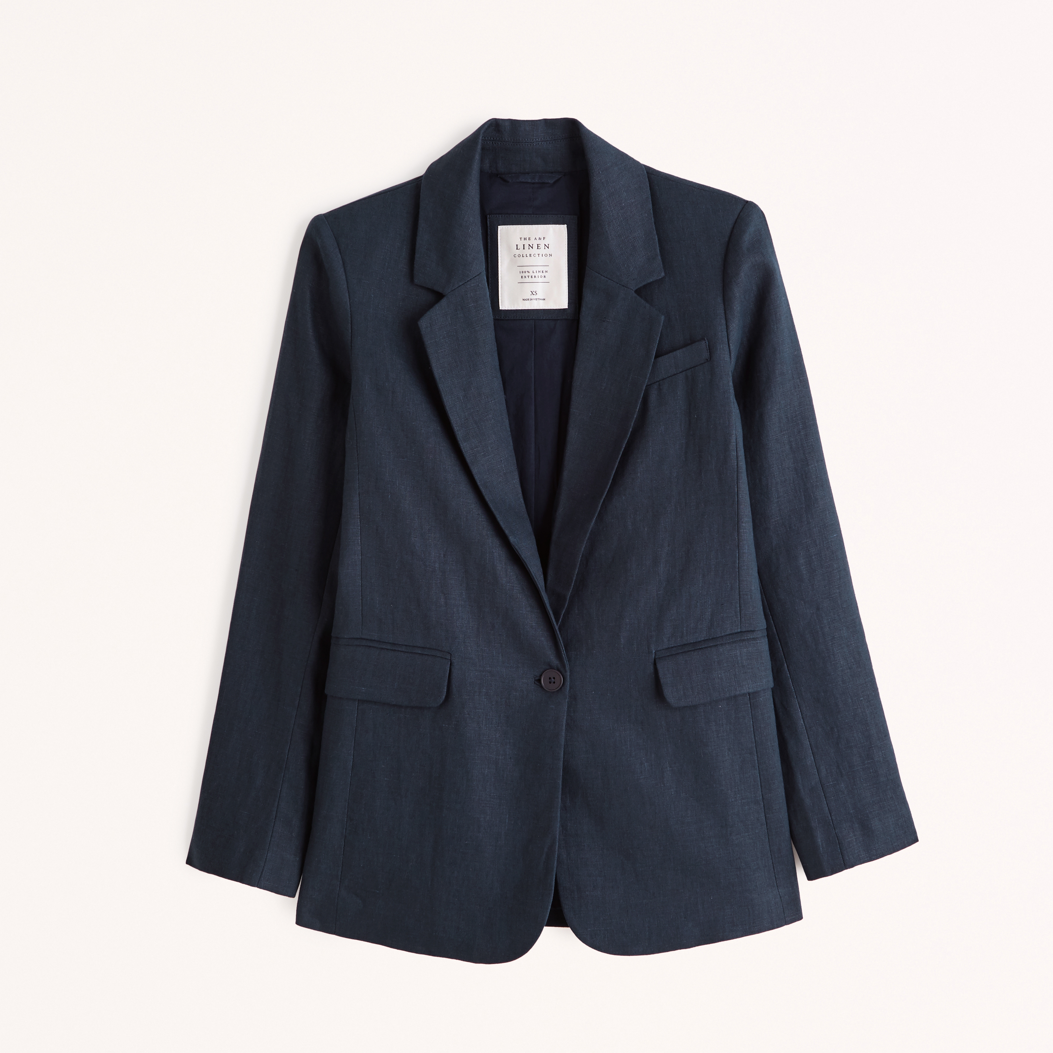 Navy blue hotsell linen blazer womens