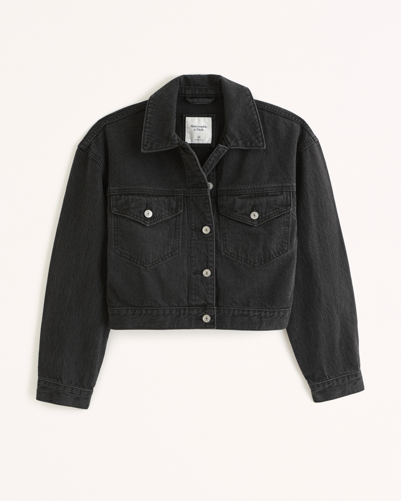 Abercrombie black 2025 denim jacket