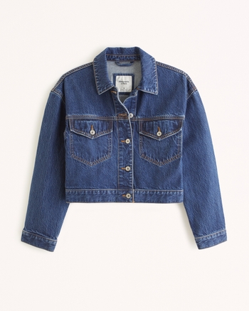 Women's Drapey Cropped Denim Jacket | Women's Clearance