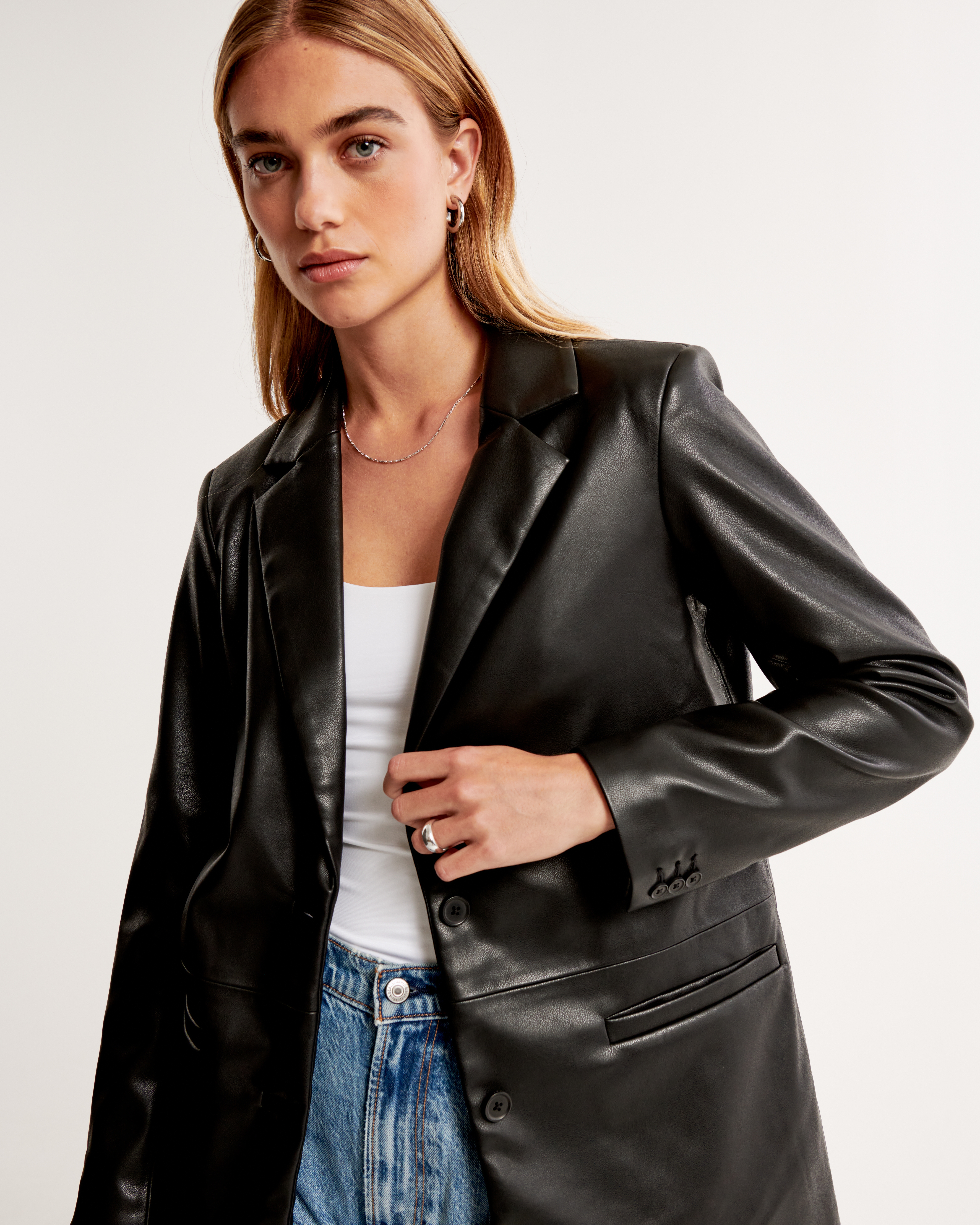 Leather hotsell blazer women