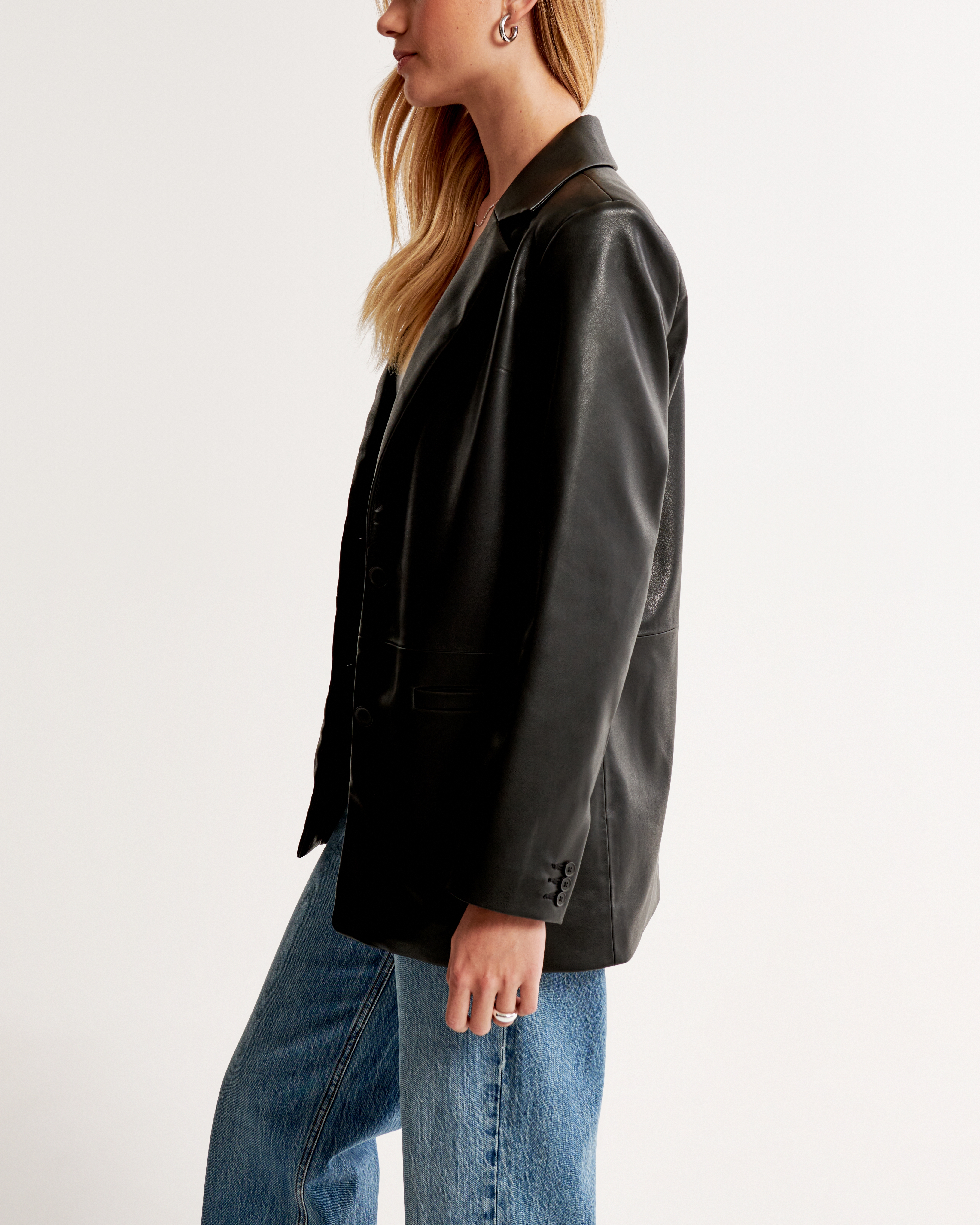 Women's Vegan Leather Blazer | Women's Coats & Jackets