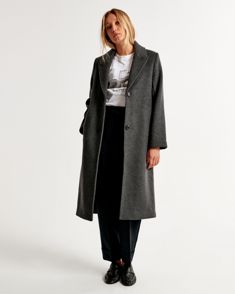 Women's Wool-Blend Tailored Topcoat, Women's Coats & Jackets