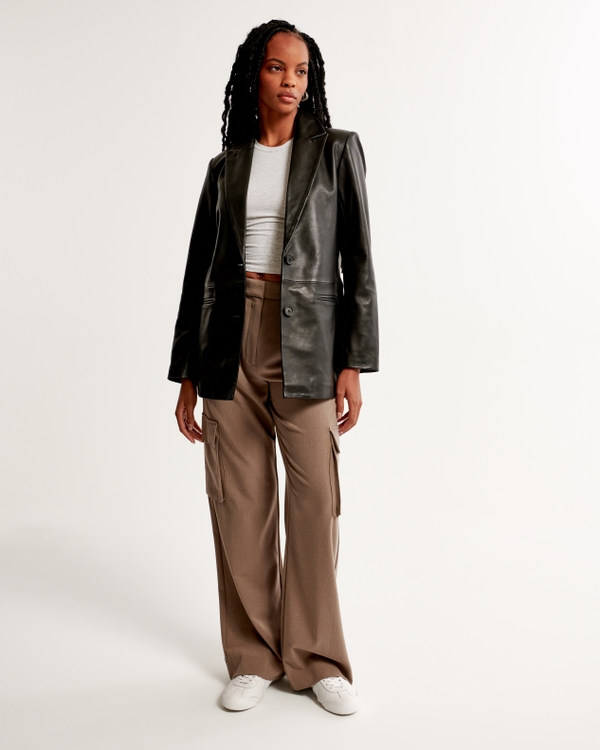 Women's Genuine Leather Blazer | Women's Coats & Jackets