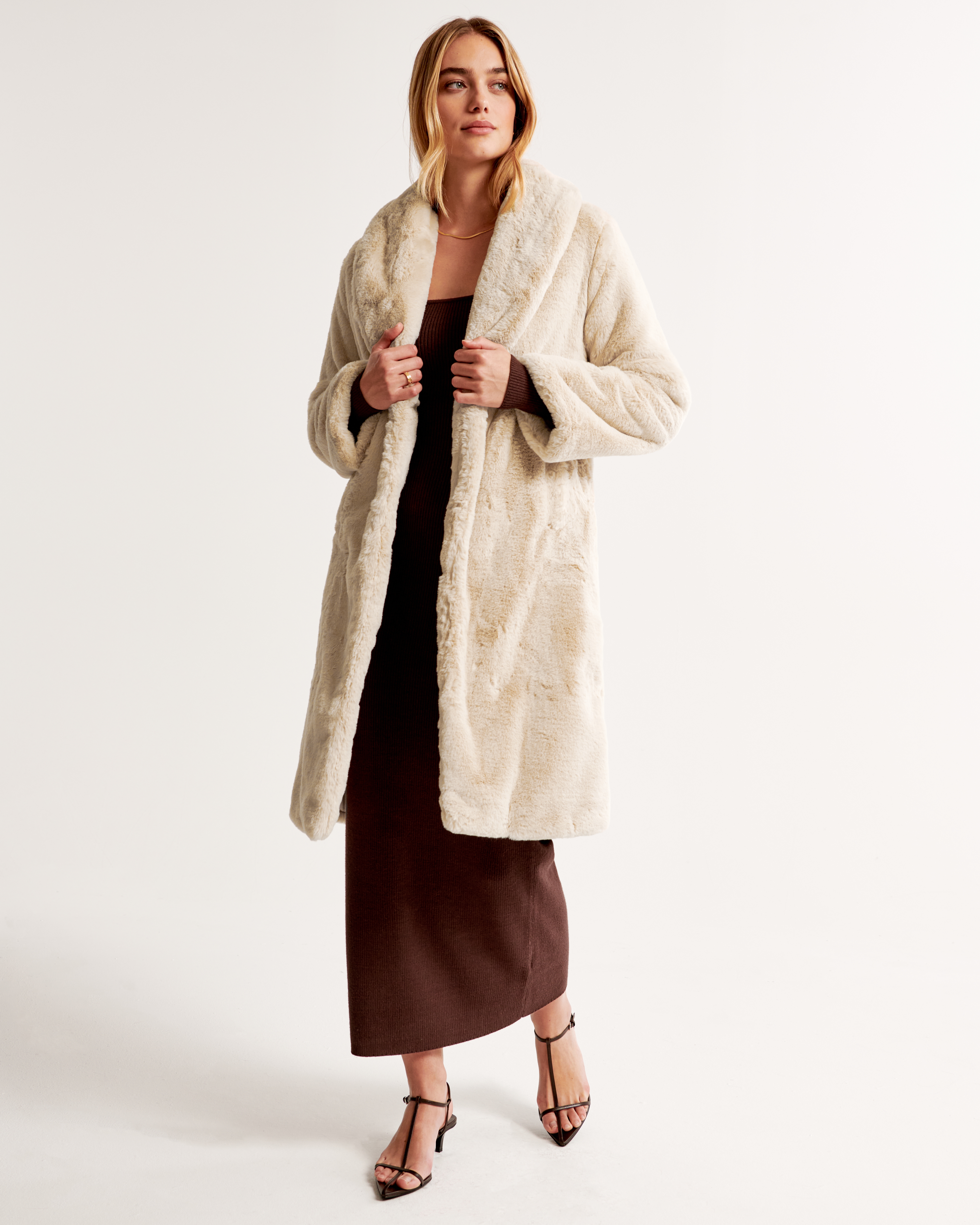 Women's Faux Fur Long-Length Coat | Women's Clearance