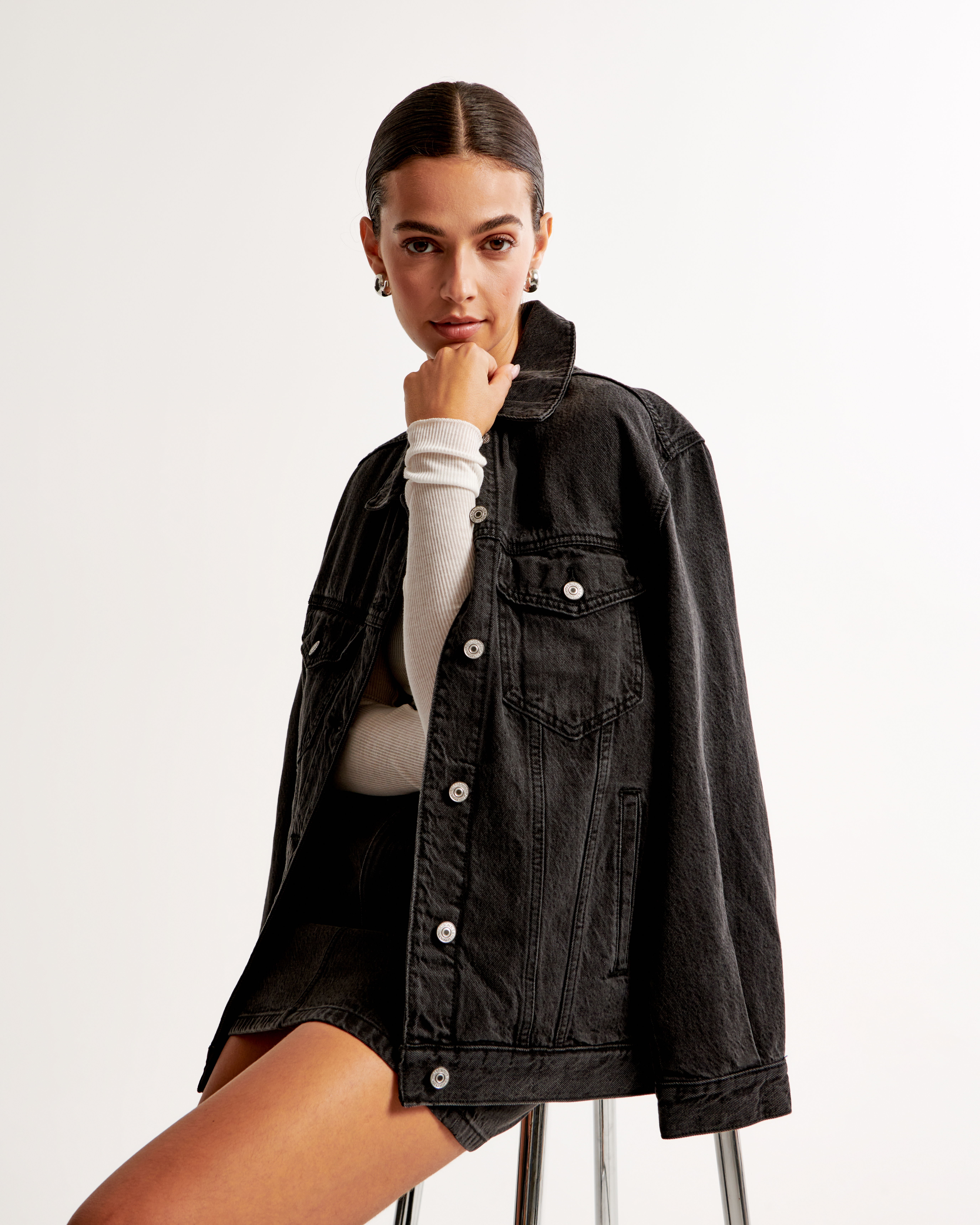 Amiur】over size tuck design denimjacket-