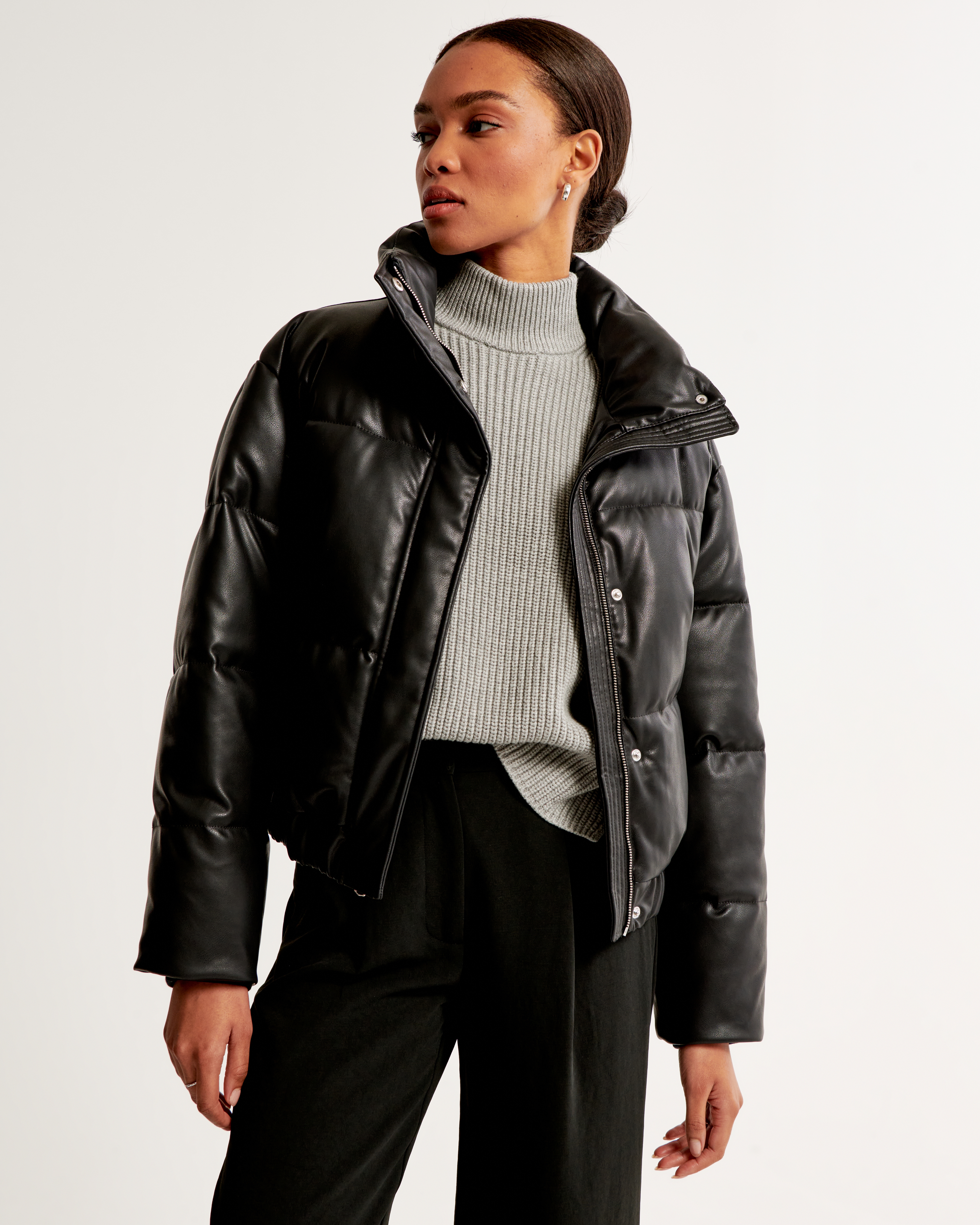 Abercrombie faux cheap leather puffer