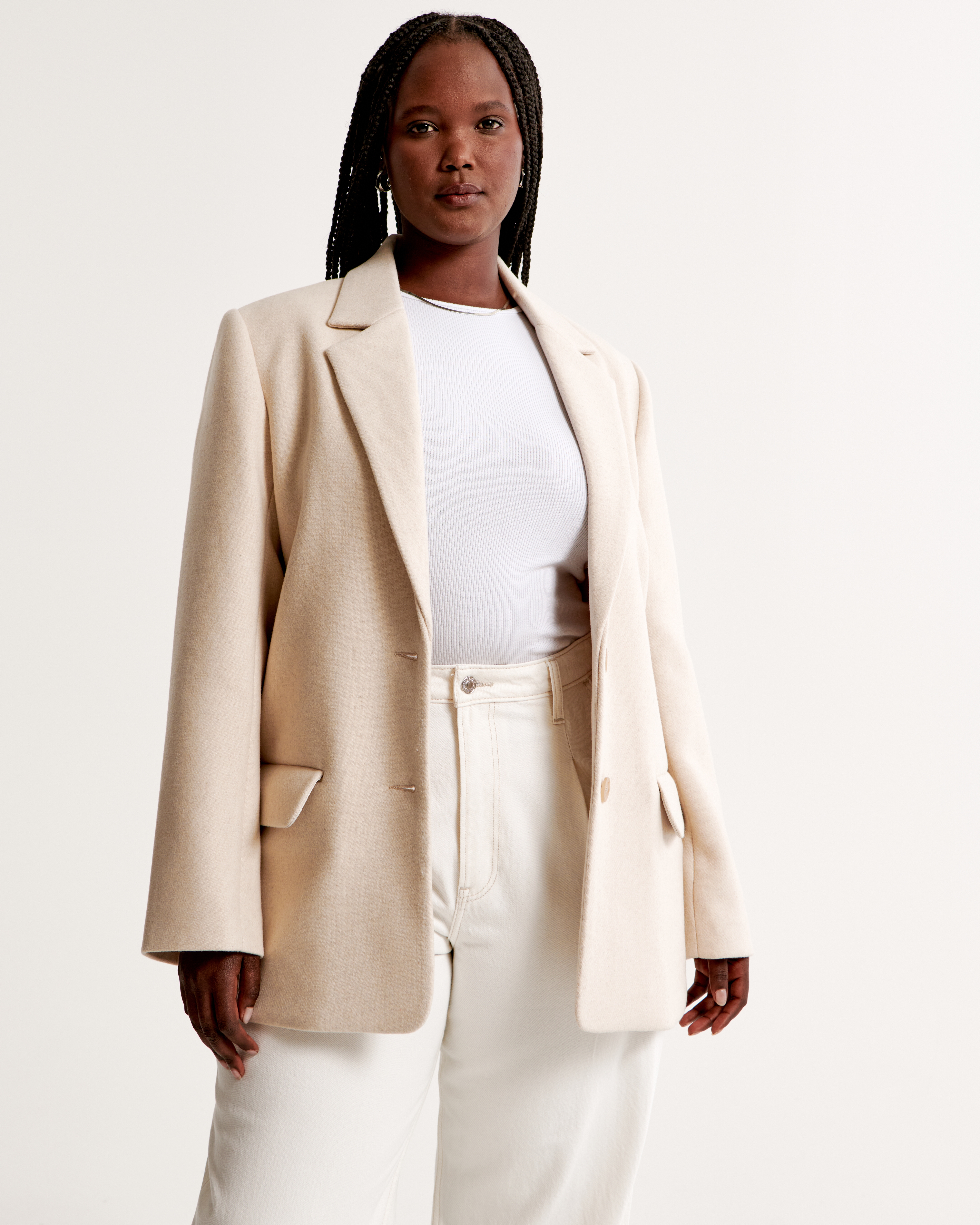 Cream wool blazer clearance womens