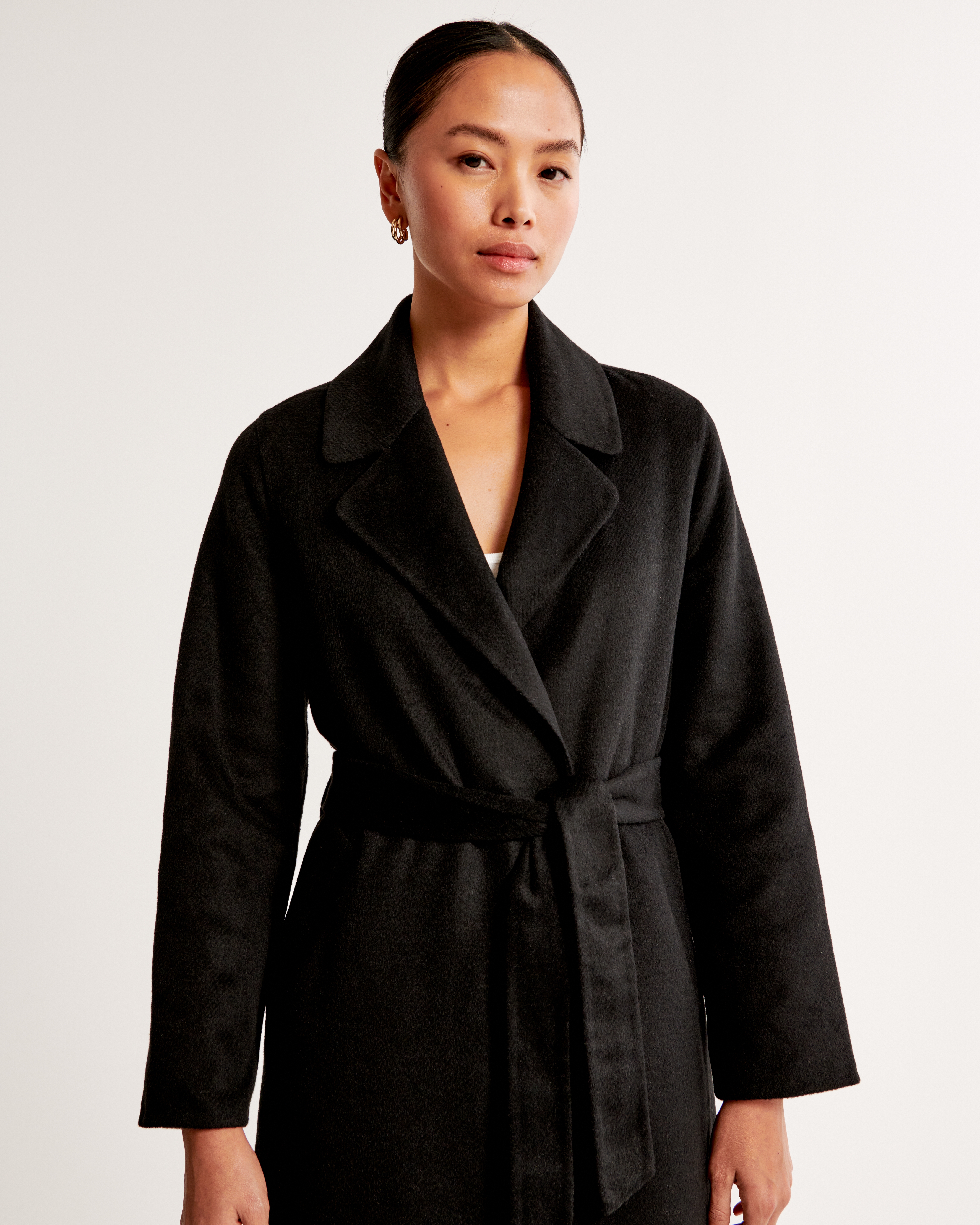 Women wool store blend wrap coat