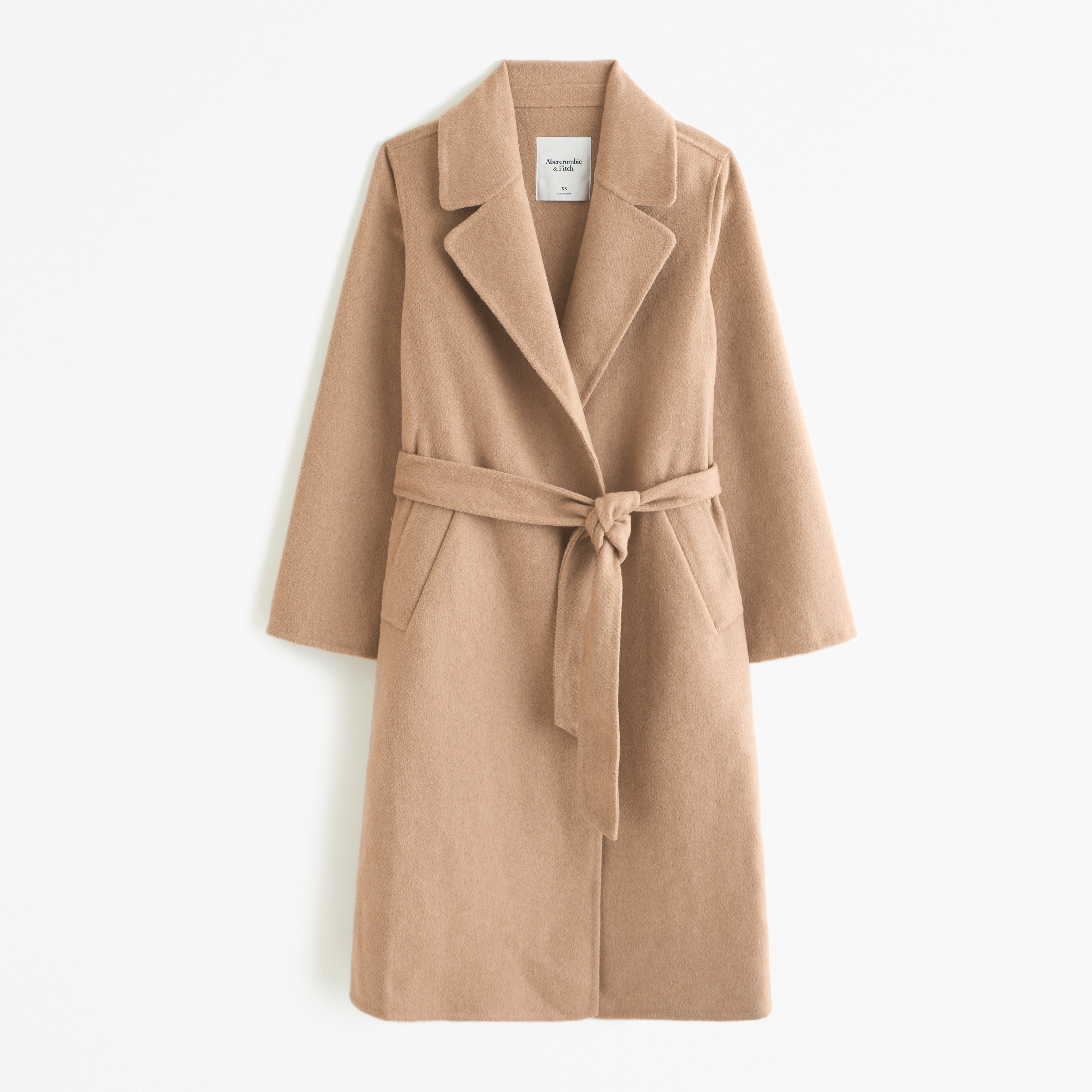 Belted wool store blend long coat