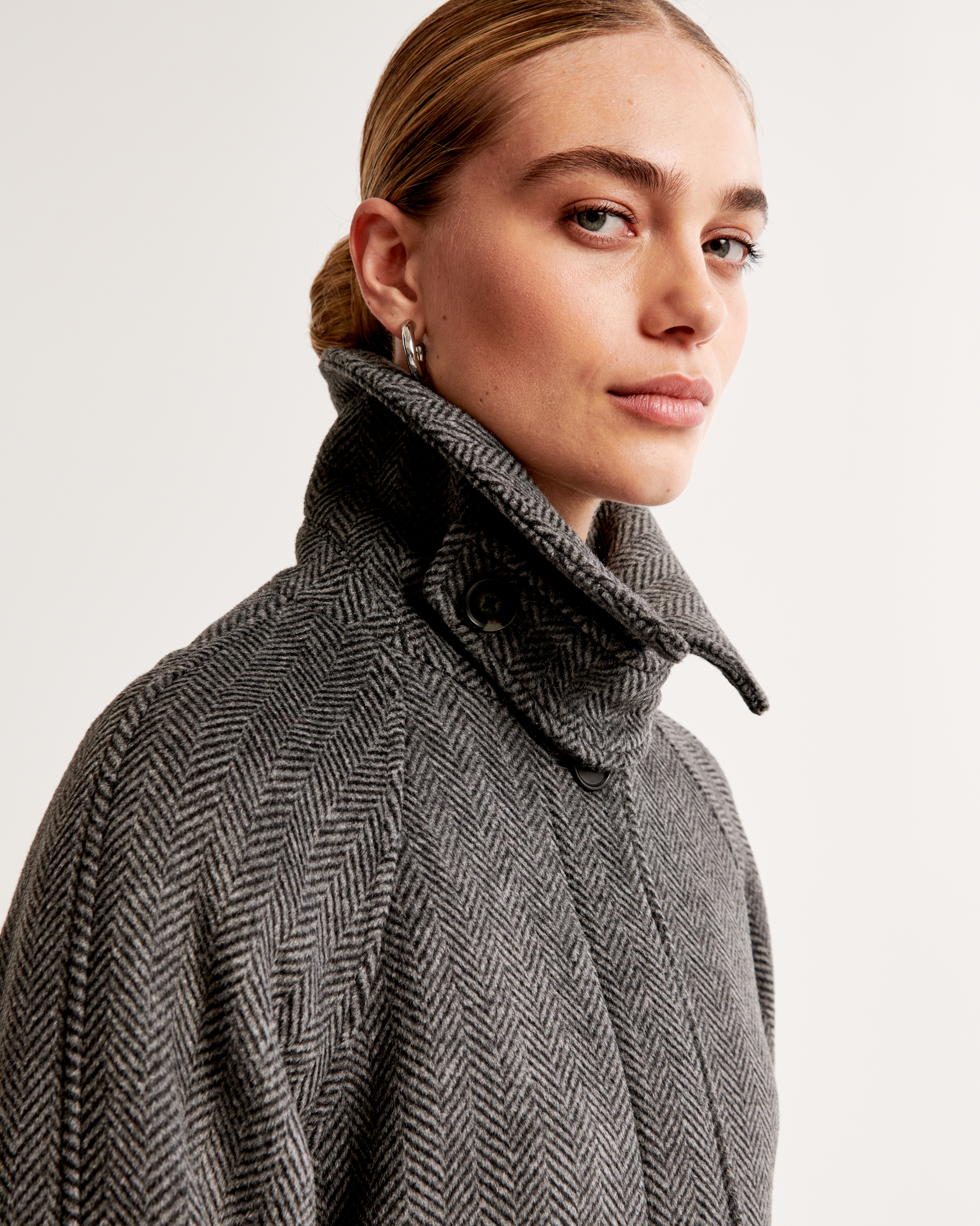 Wool Blend Funnel Neck Coat