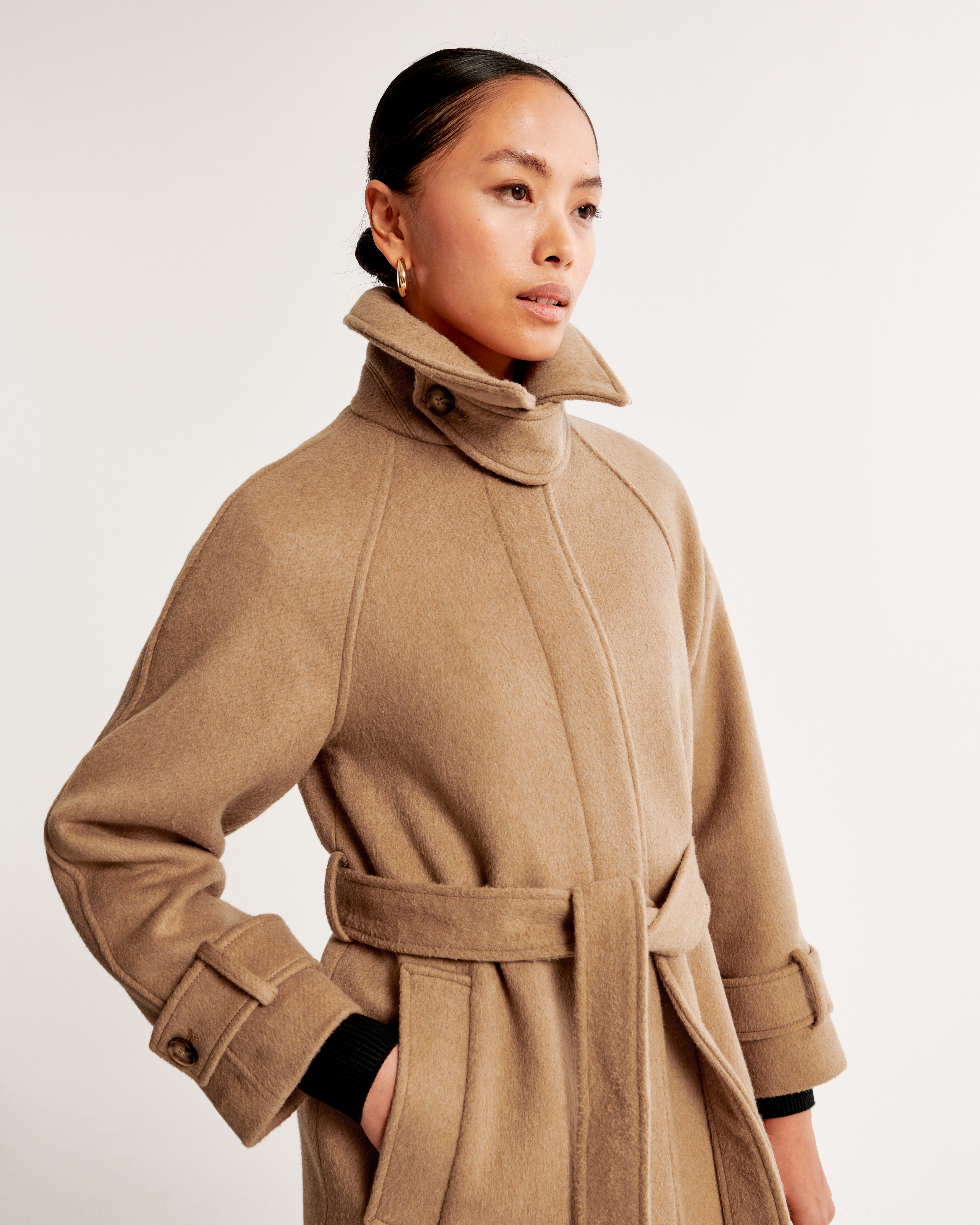 Funnel collar 2025 wool coat