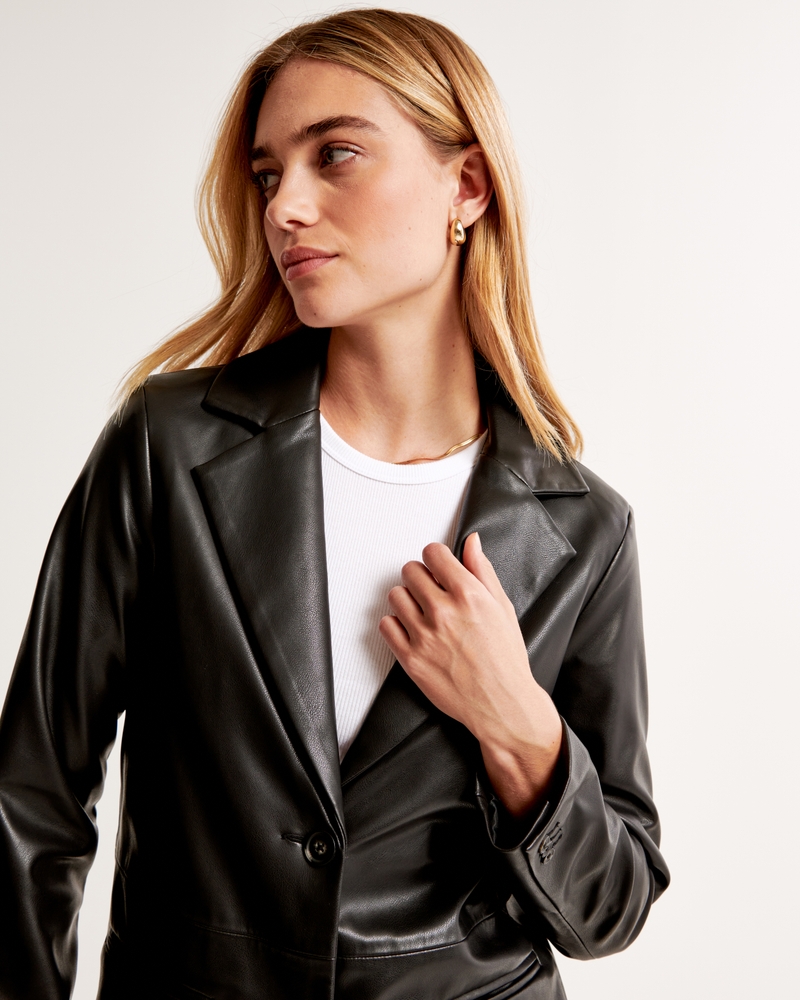 Women's Vegan Leather Long-Length Coat