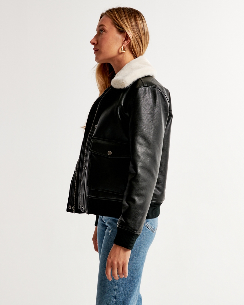 Limited Edition Shearling Leather Bomber Jacket | Black