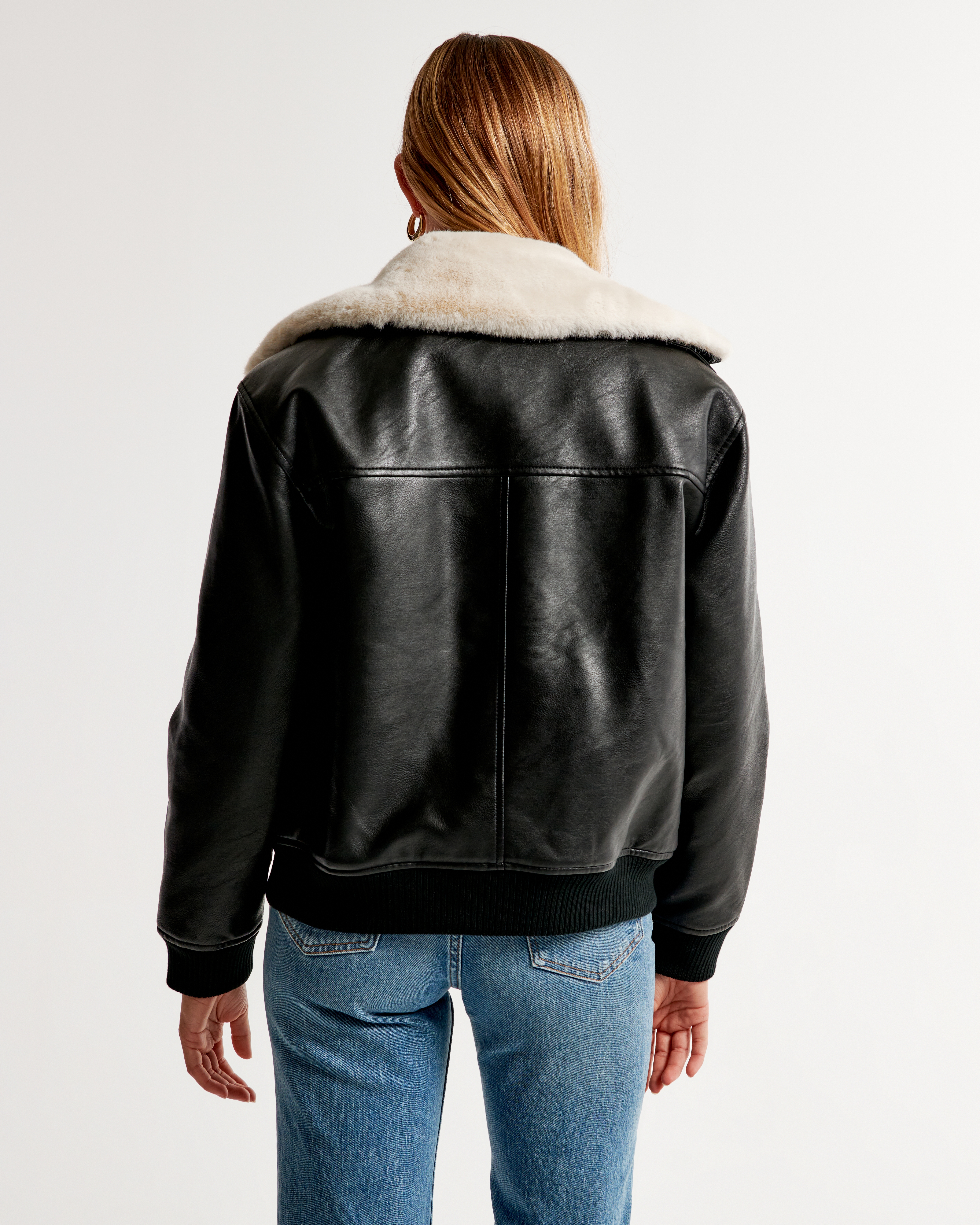 Women's Winterized Vegan Leather Bomber Jacket | Women's Clearance |  Abercrombie.com