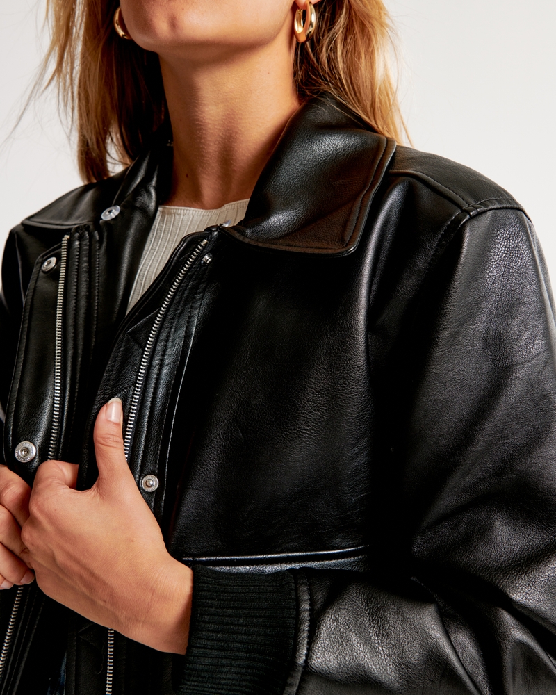 Women's Winterized Vegan Leather Bomber Jacket