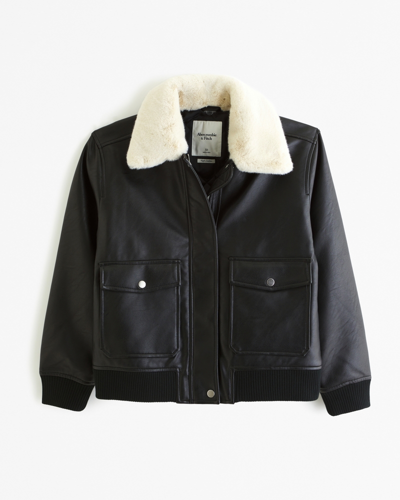 Limited Edition Shearling Leather Bomber Jacket | Black