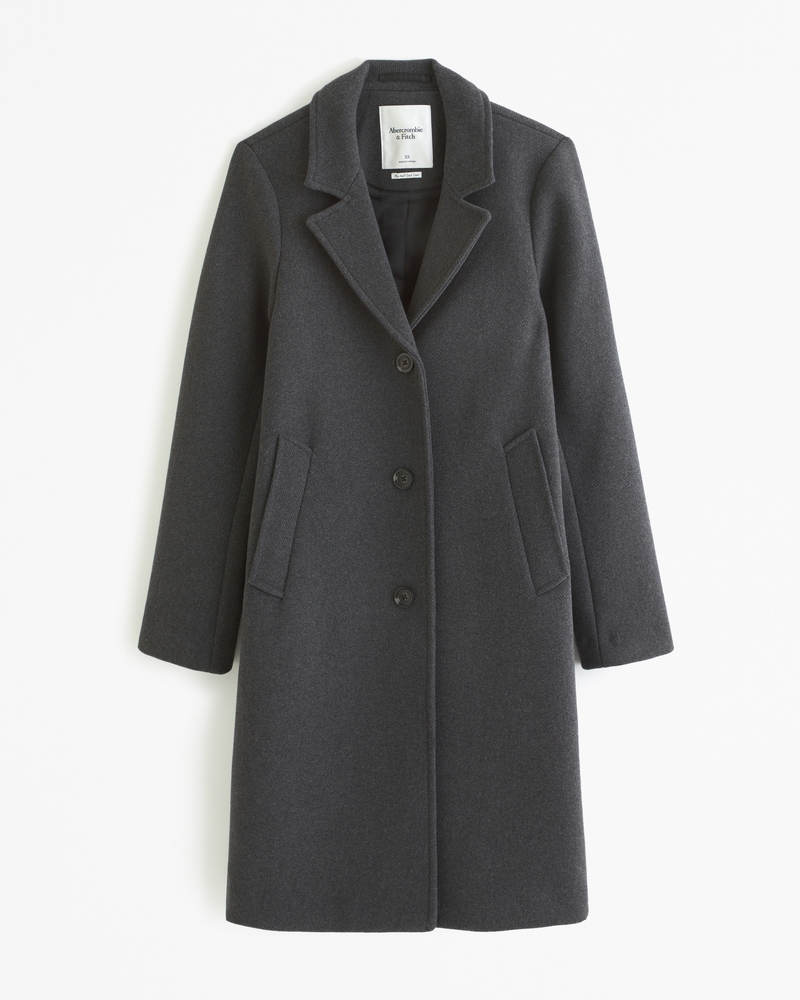 Women's Wool-Blend Dad Coat in Dark Grey | Size S Tall | Abercrombie & Fitch