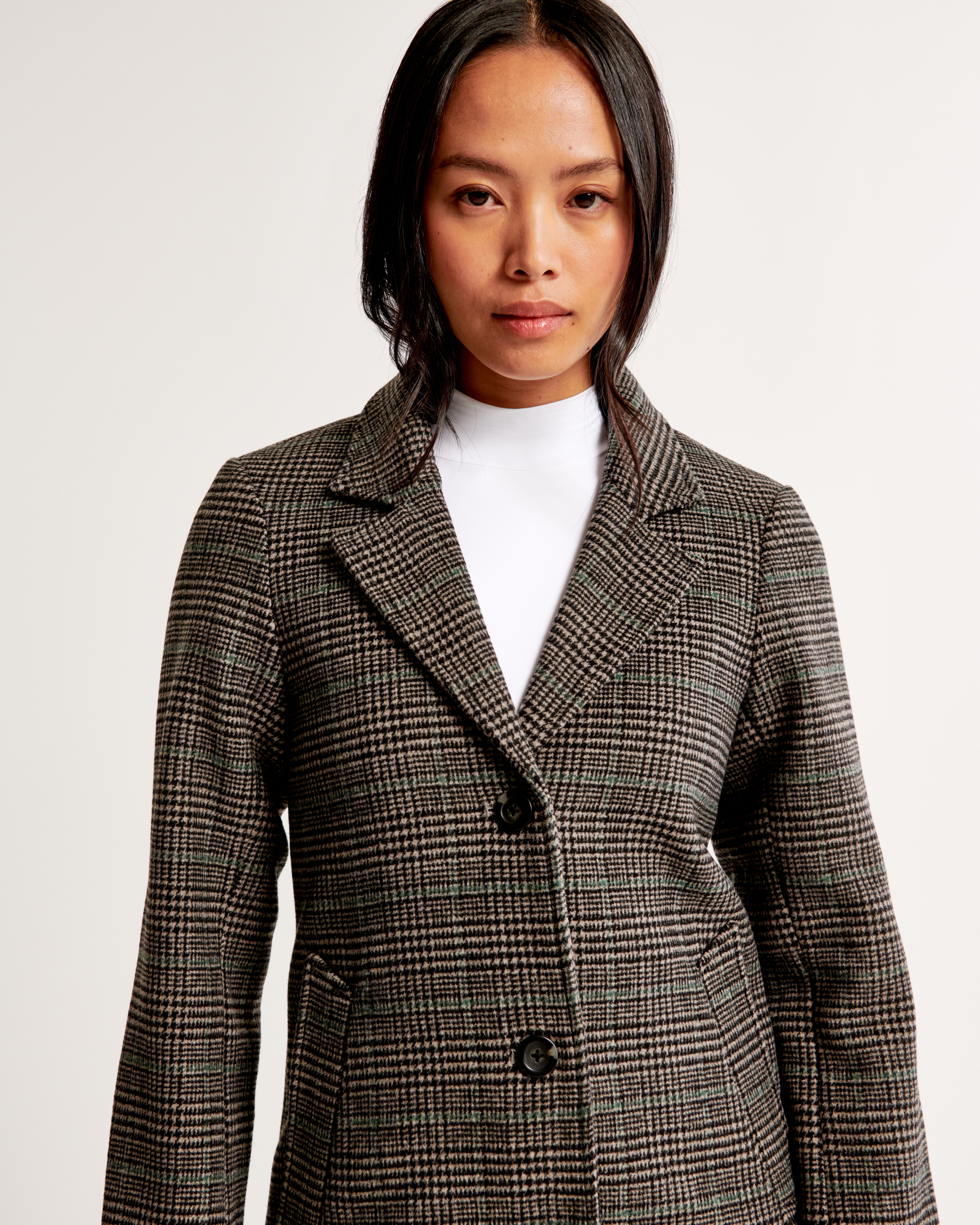 Houndstooth wool hotsell coat womens