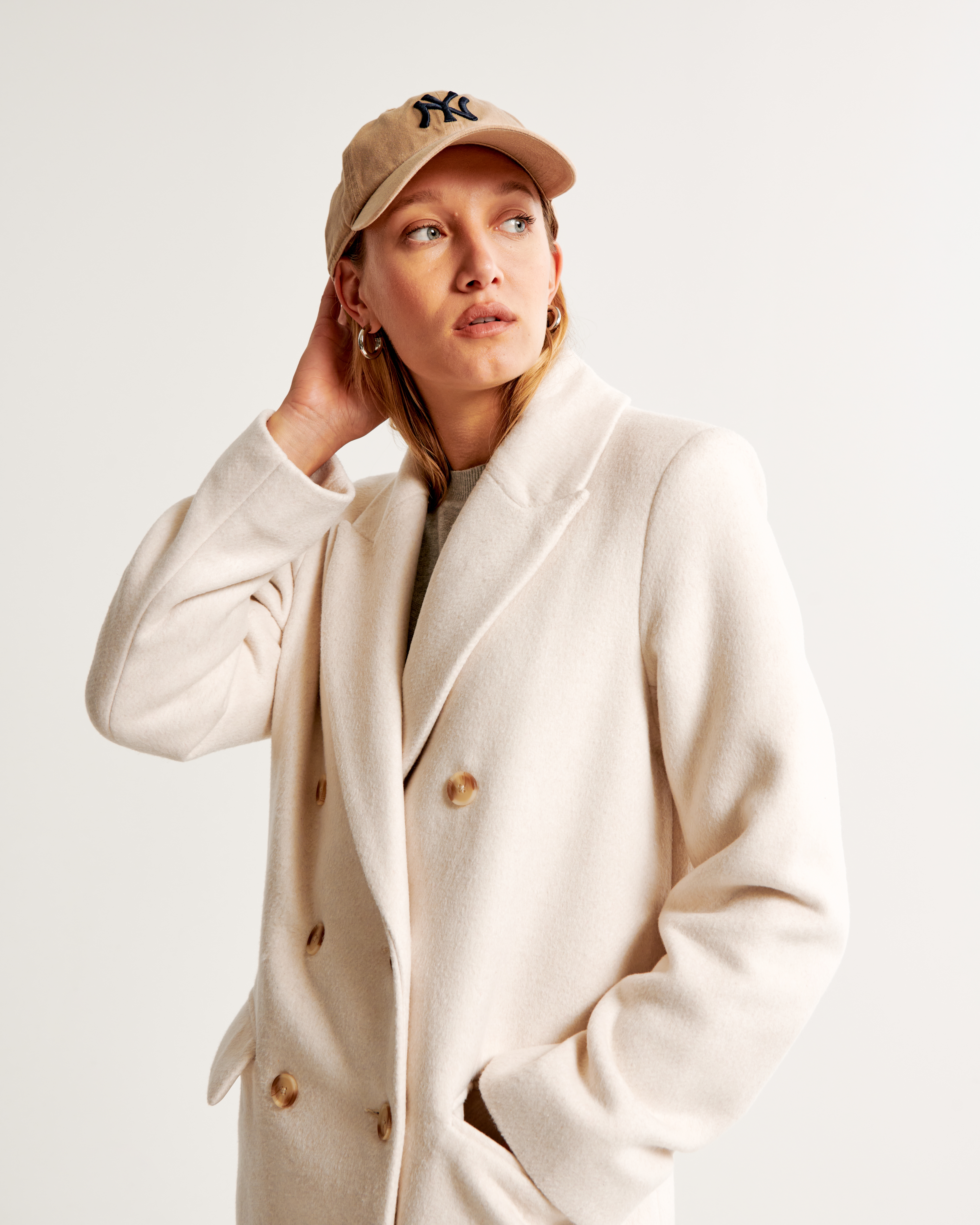 Cream wool blend on sale coat