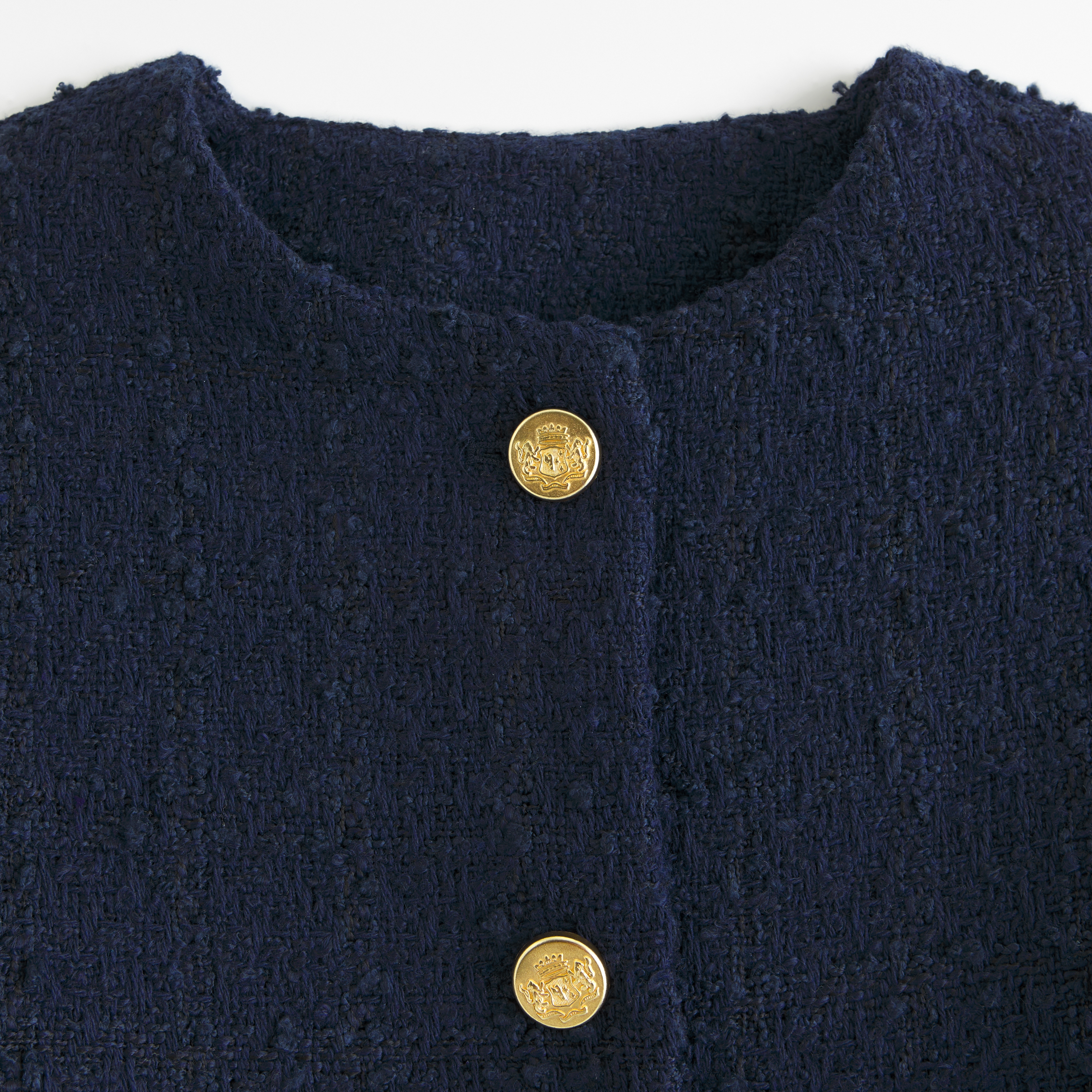 Navy blue tweed jacket womens best sale