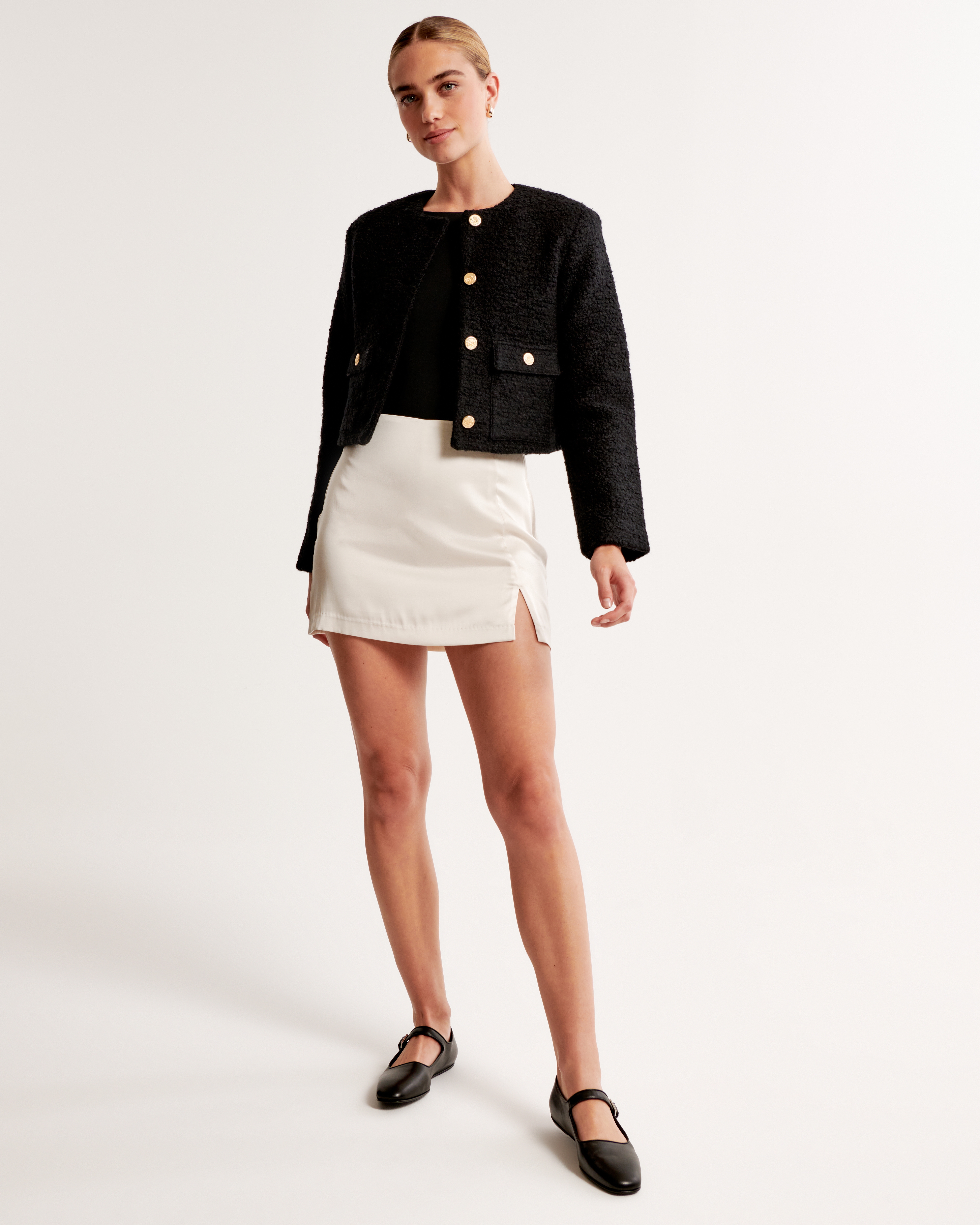 ★LOEUVRE★ Collarless Boucle Jacket SW4XJ47421 JACKET - LOEUVRE