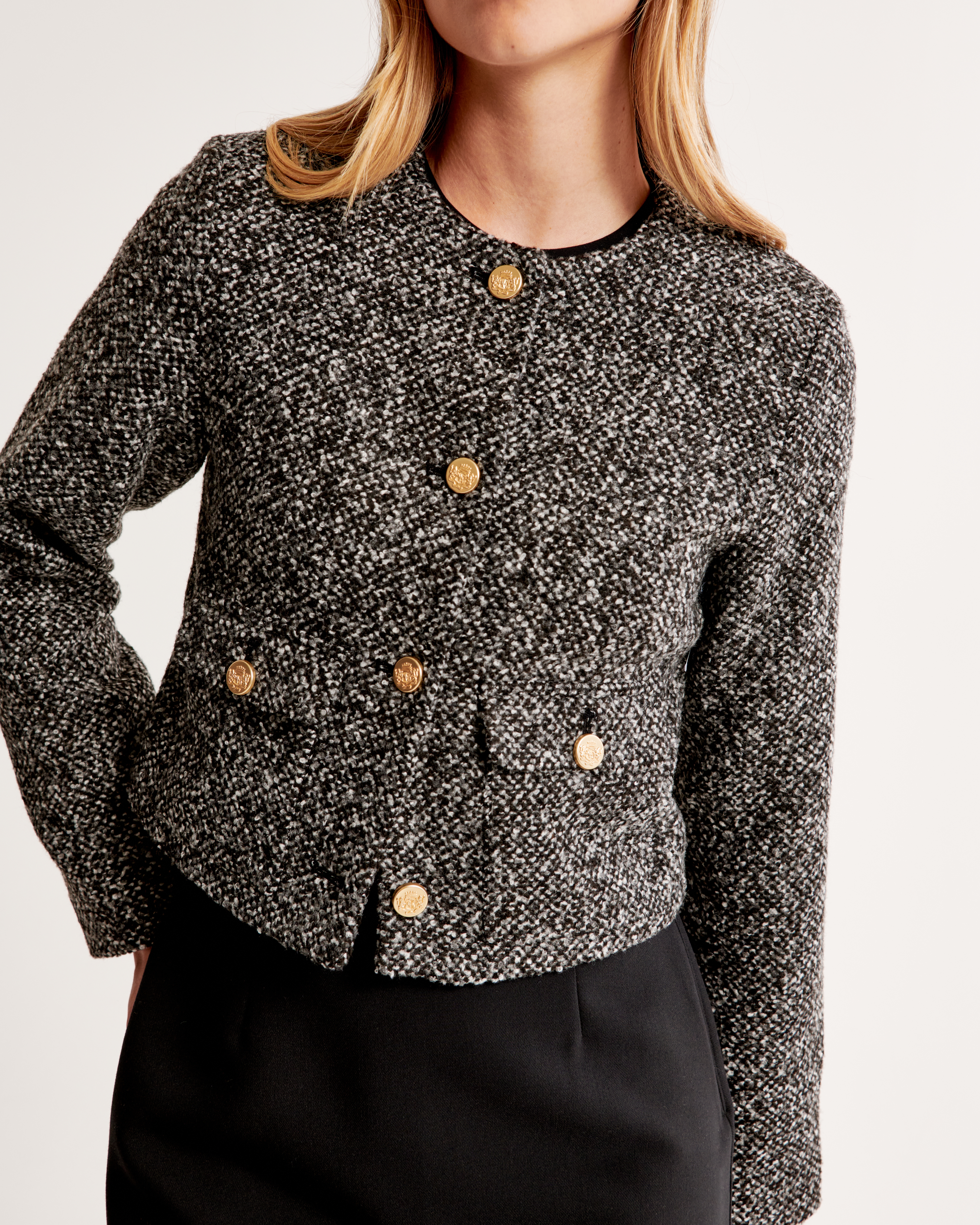 Women's Collarless Textured Jacket | Women's Coats & Jackets