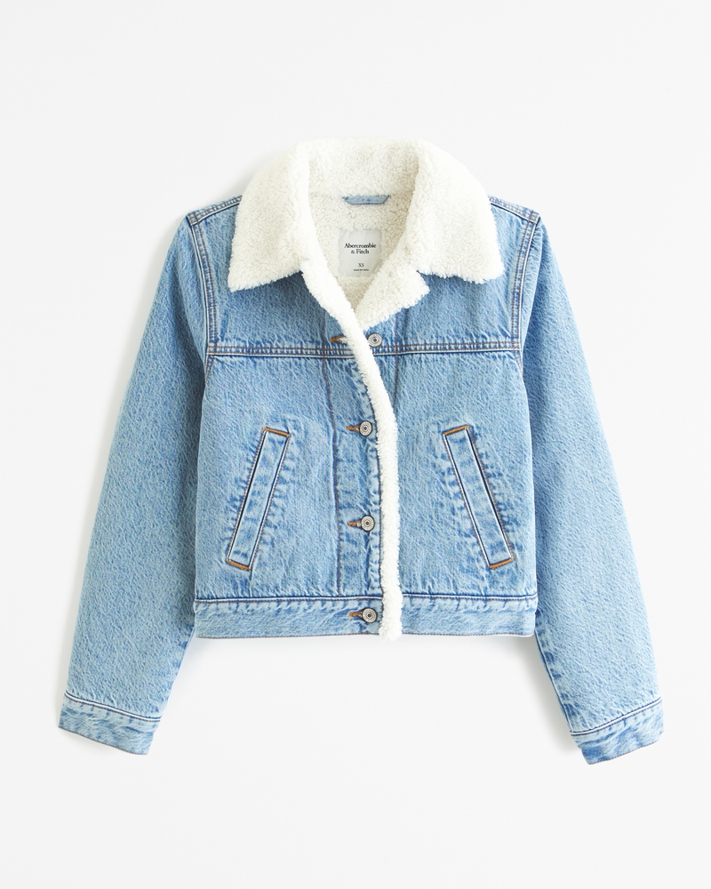 Denim jacket with sherpa on sale womens