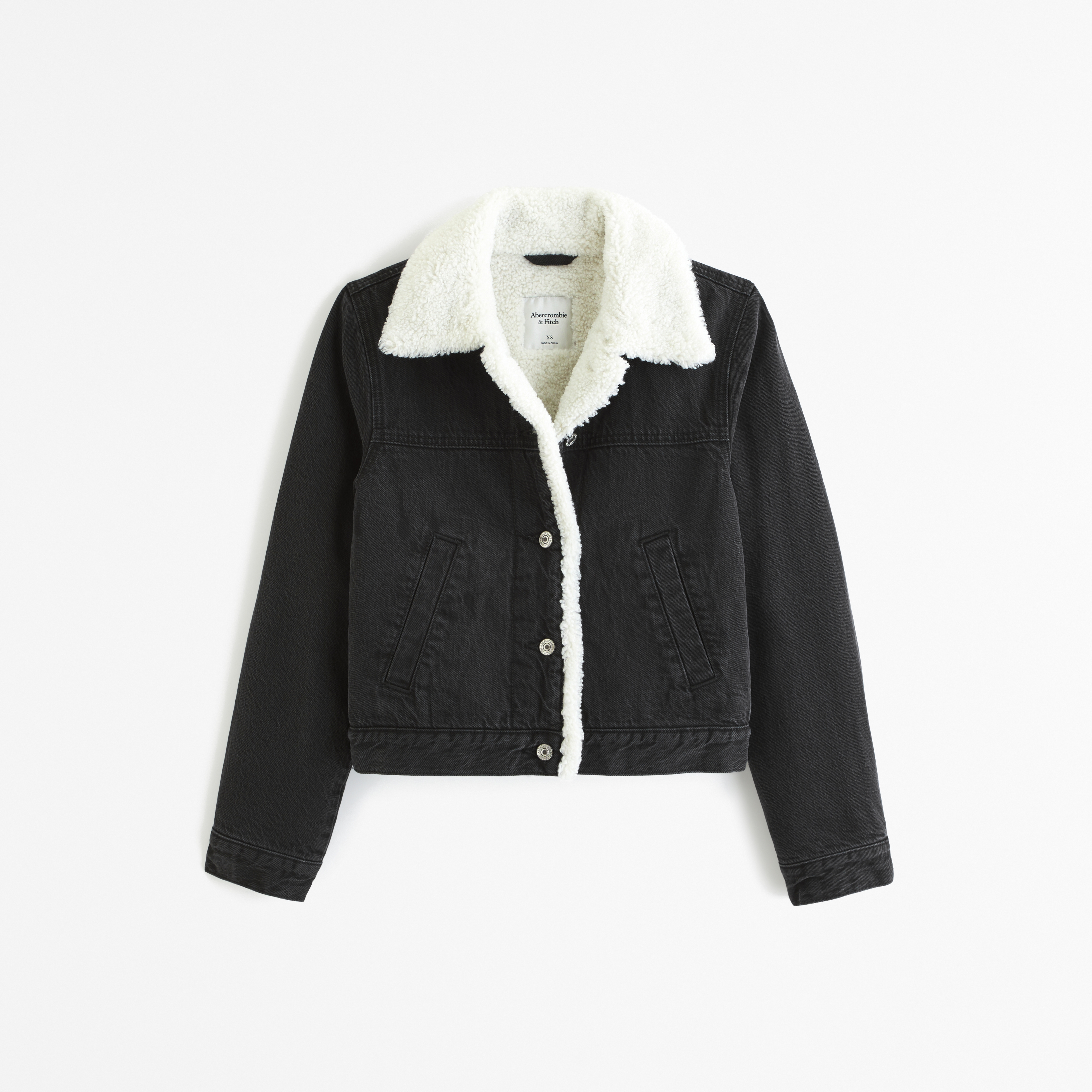 Black denim sherpa outlet jacket women's