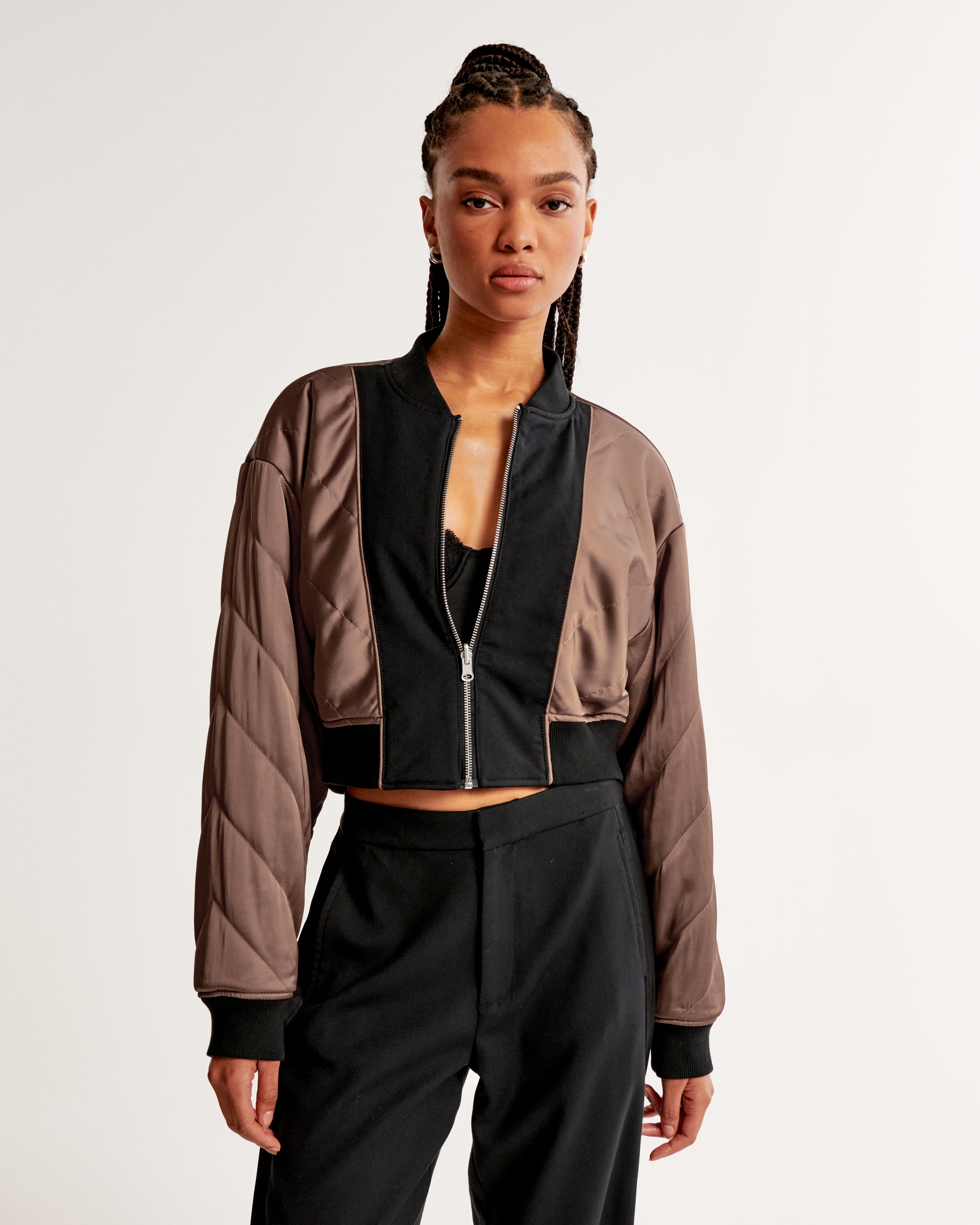 Cropped Reversible Bomber Jacket