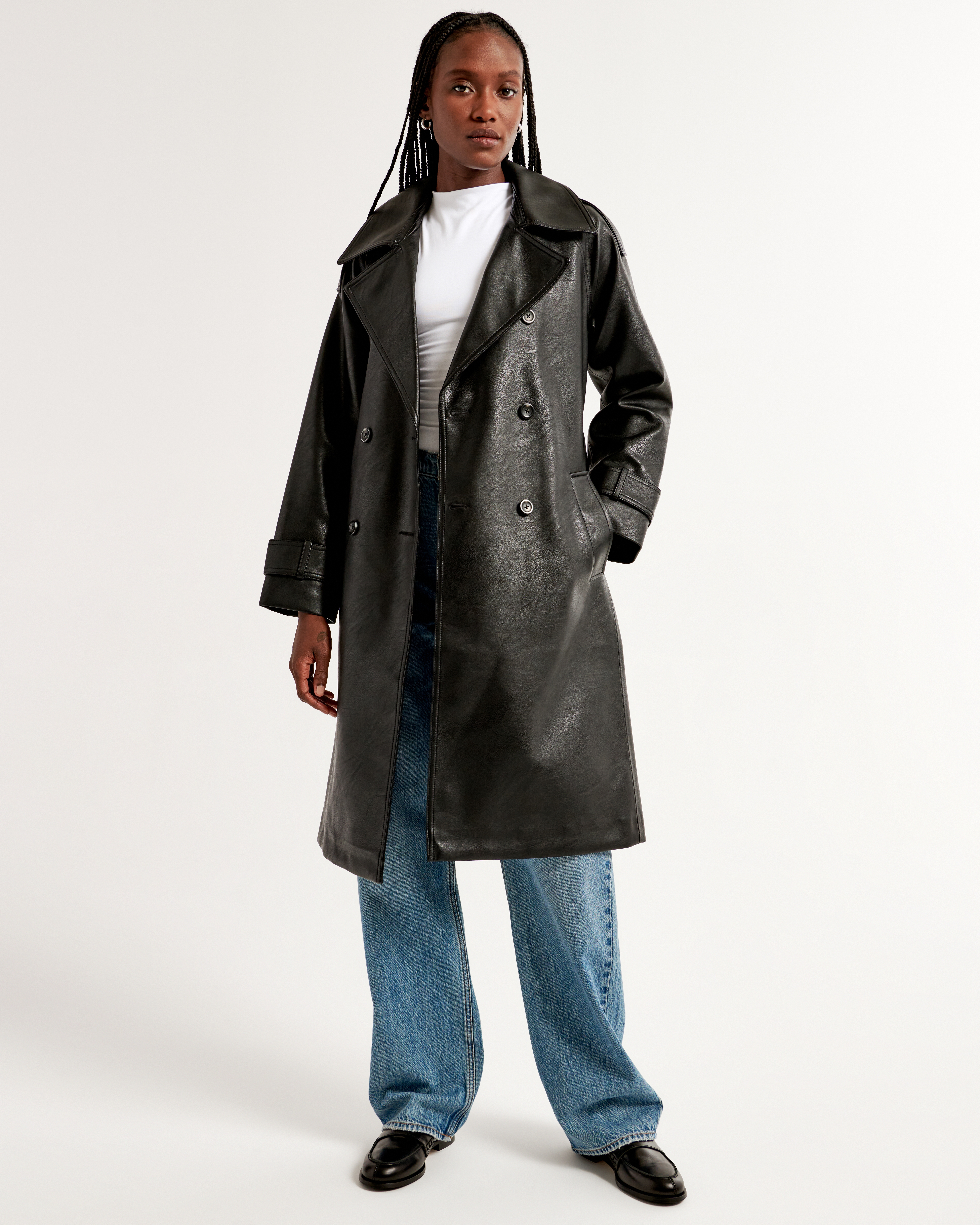 Women's Elevated Vegan Leather Trench Coat | Women's Coats