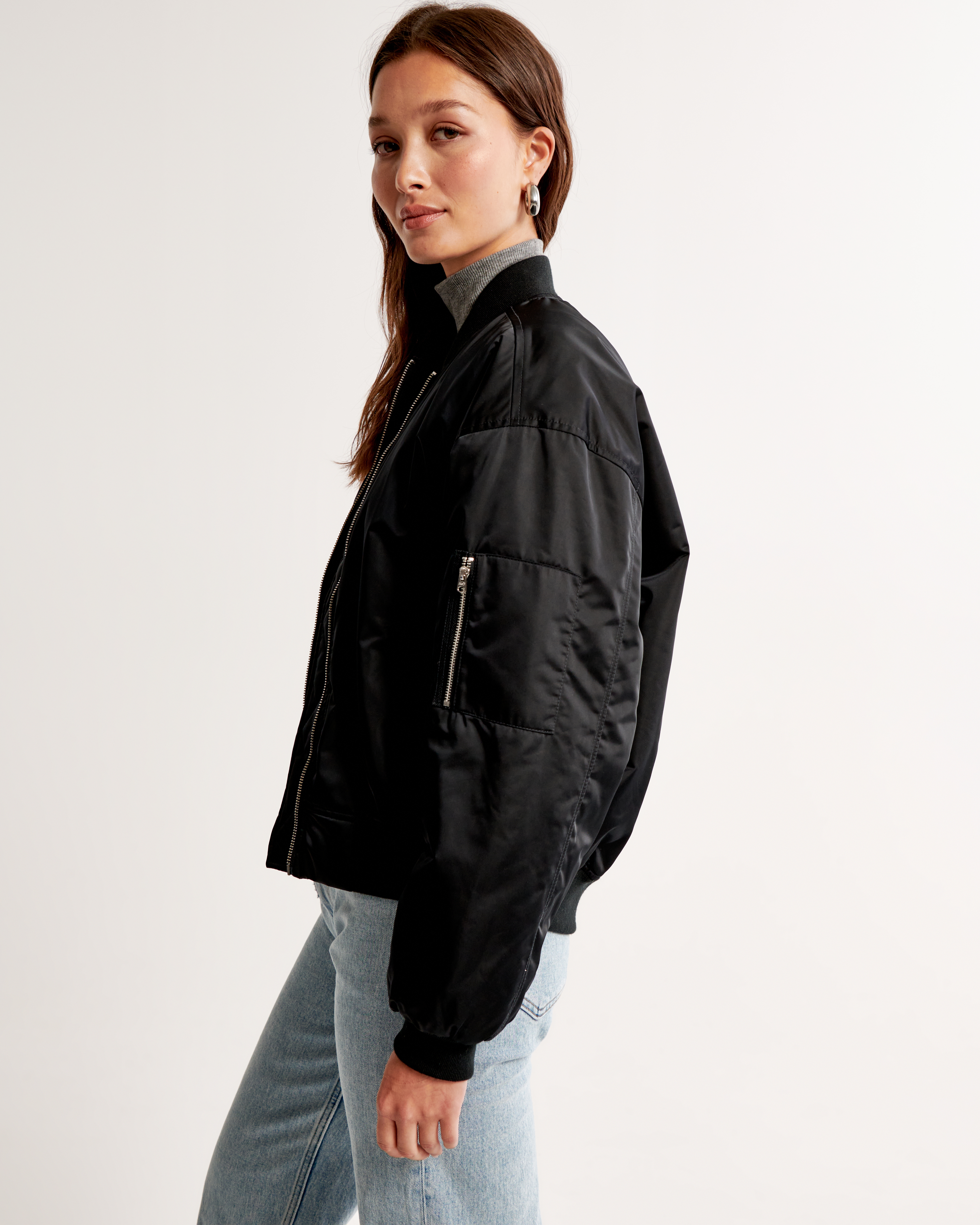 Women's Nylon Bomber Jacket | Women's Clearance | Abercrombie.com