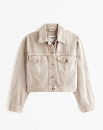 Cream cropped denim jacket online