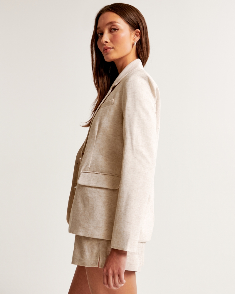 Women's Linen-Blend Blazer, Women's Coats & Jackets