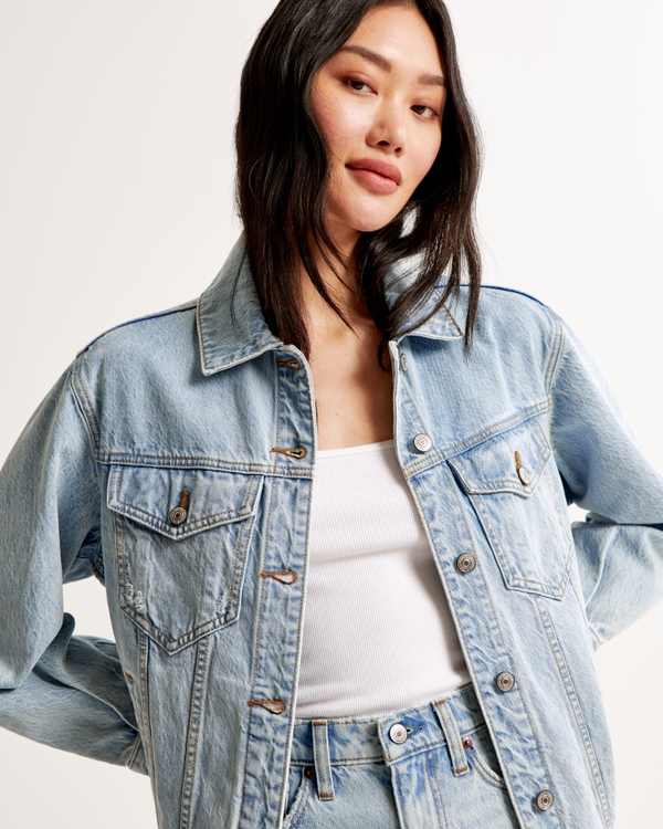 Oversized Denim Trucker Jacket, Light Wash