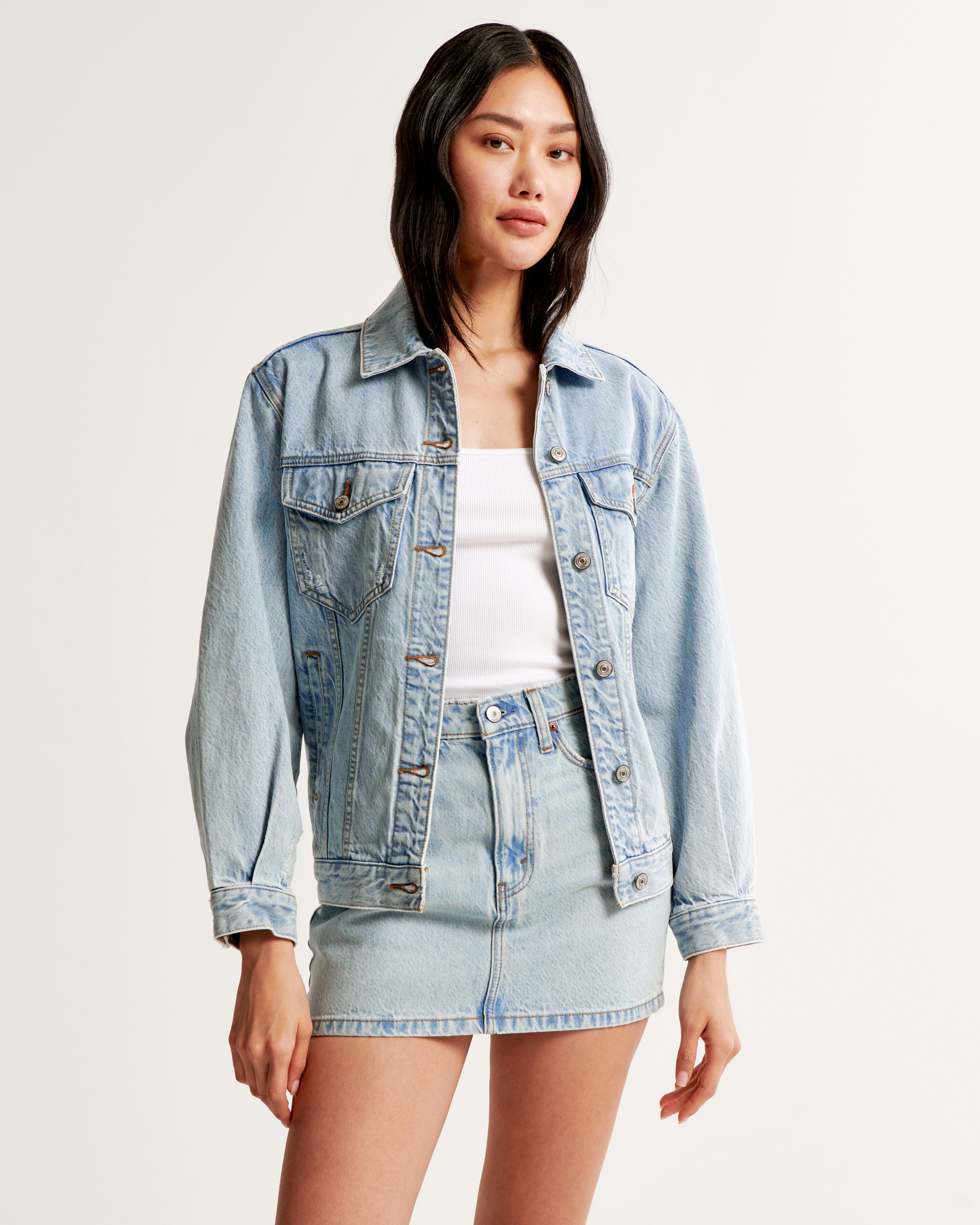 Abercrombie oversized sale denim jacket