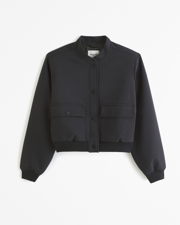 Short Bomber Jacket, Black