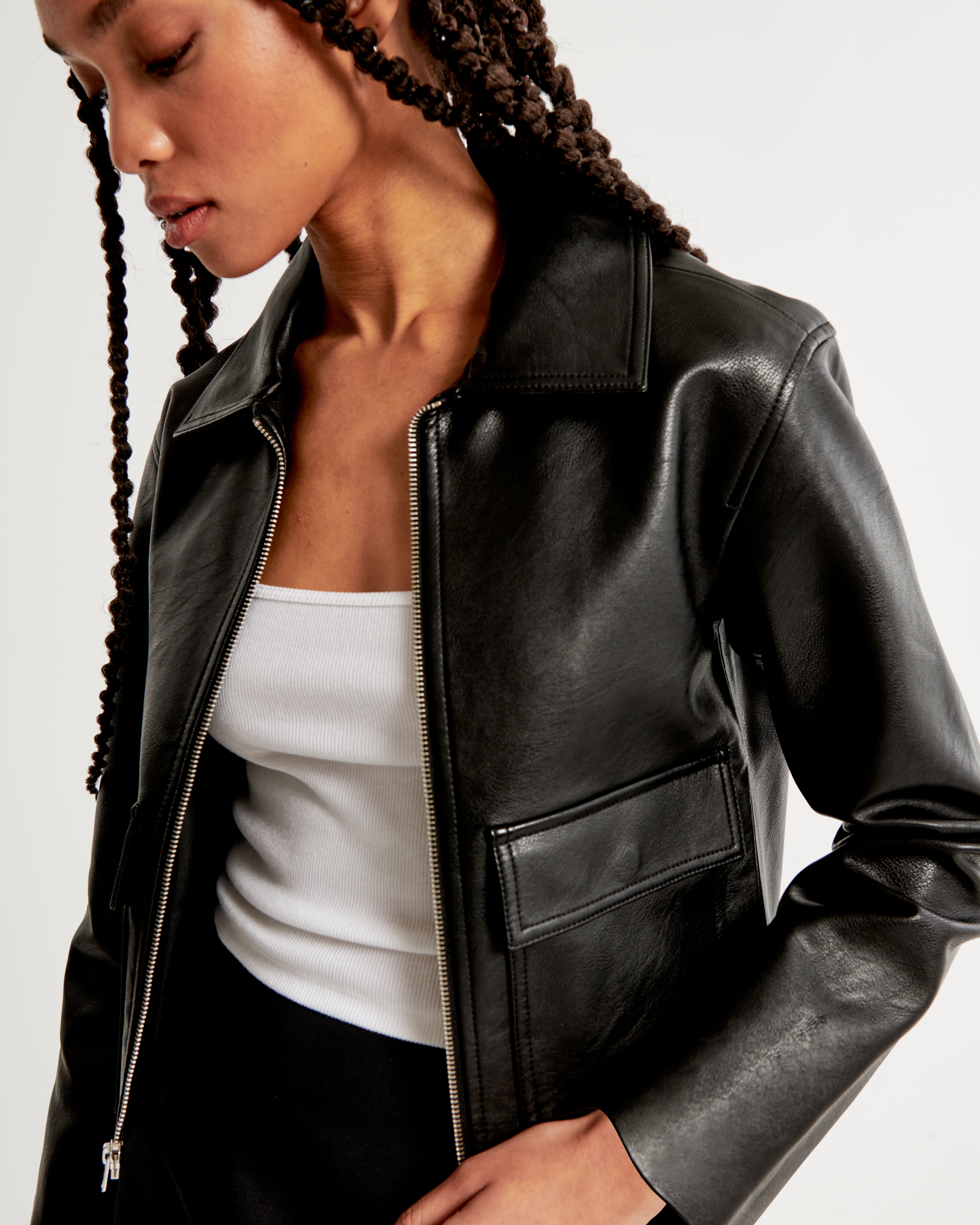 Abercrombie vegan leather top jacket