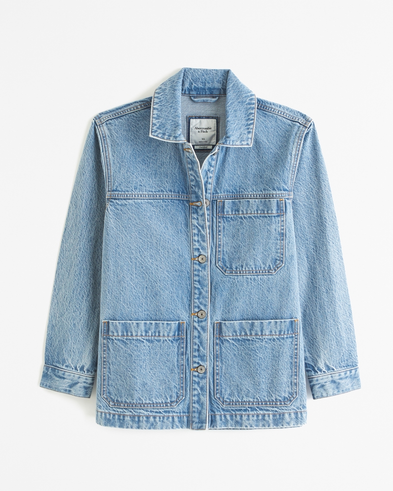 Women's Drapey Denim Shirt Jacket | Women's Clearance | Abercrombie.com