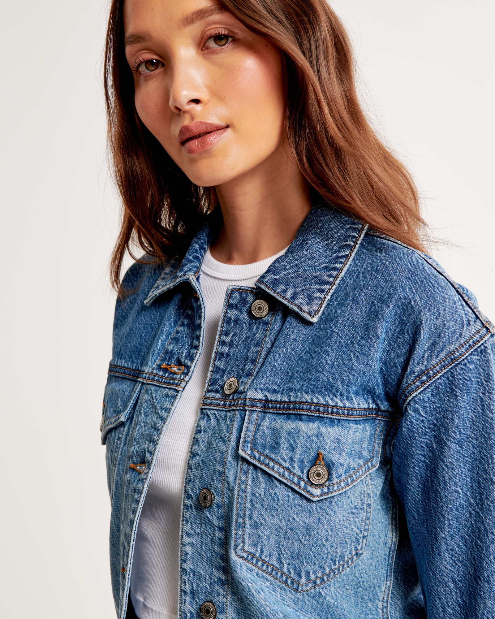 Drapey Cropped Denim Jacket