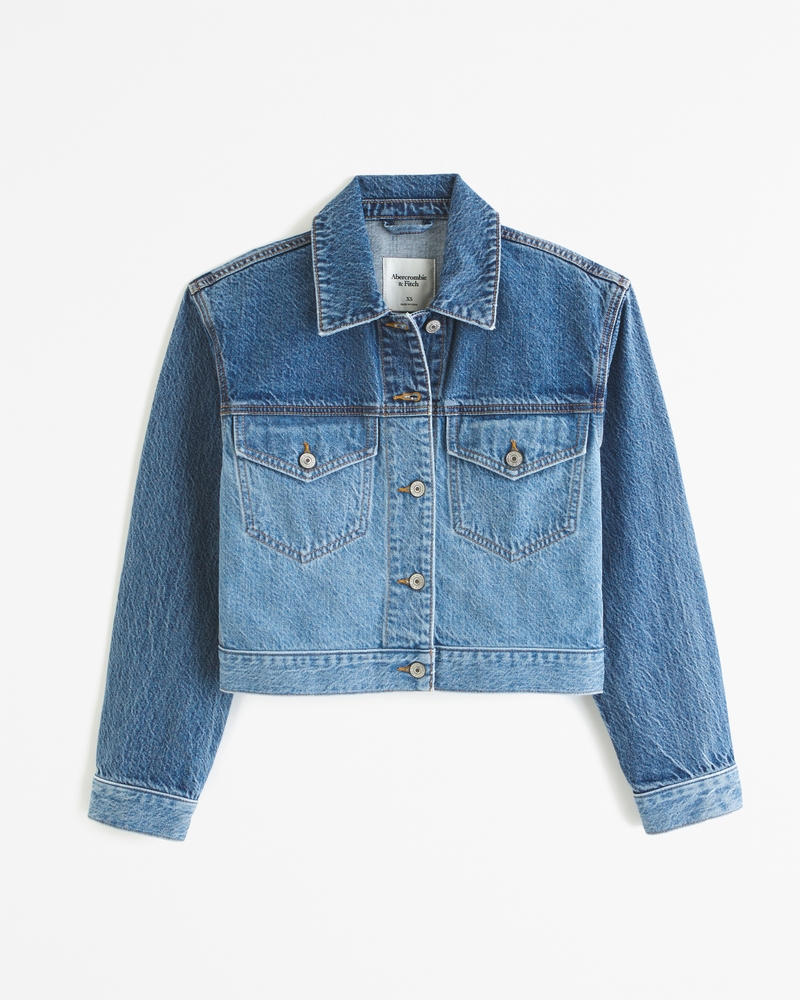 Women's Drapey Cropped Denim Jacket | Women's Clearance