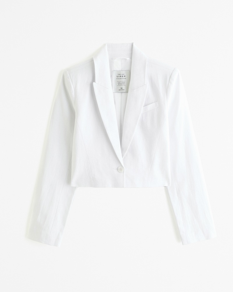 White cropped blazer jacket sales