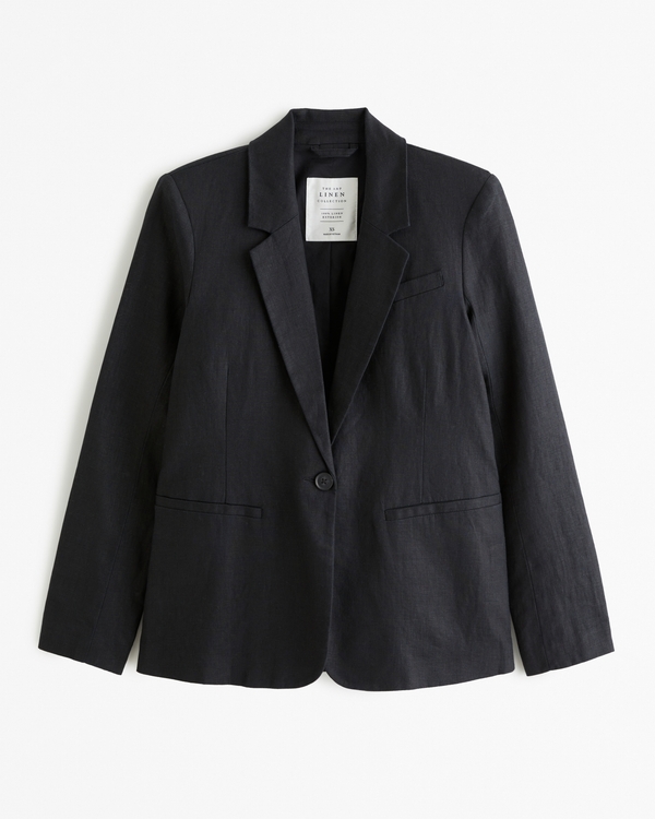 Premium Linen Blazer, Black