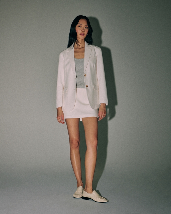 Relaxed Suiting Blazer, Cream