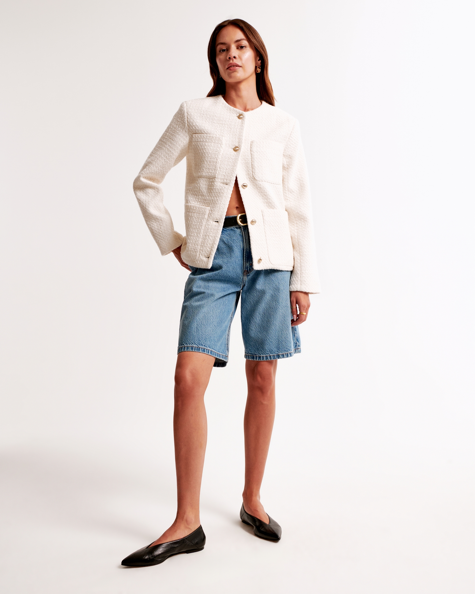 Collarless Tweed Jacket