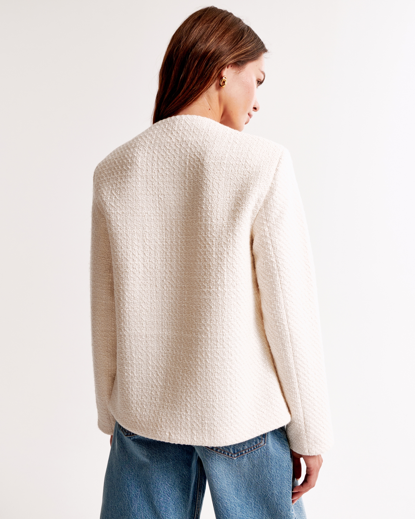 Collarless Tweed Jacket