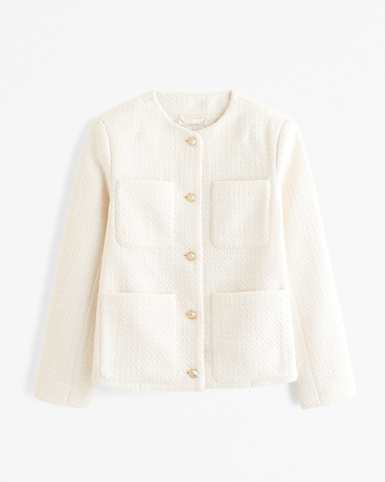 Collarless Tweed Jacket