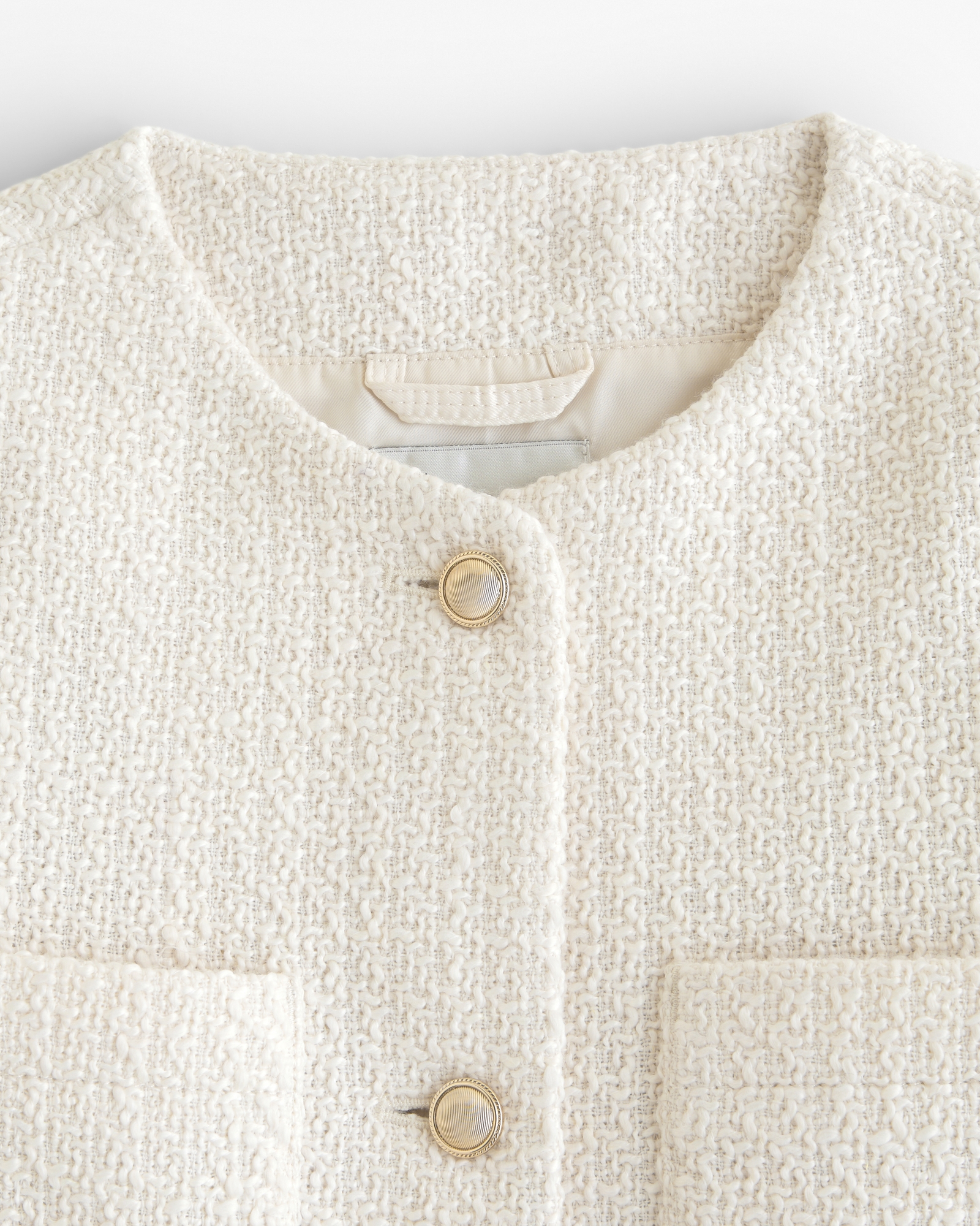 Collarless Tweed Jacket
