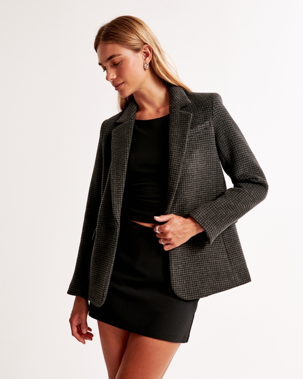 Wool-Blend Blazer, Dark Gray