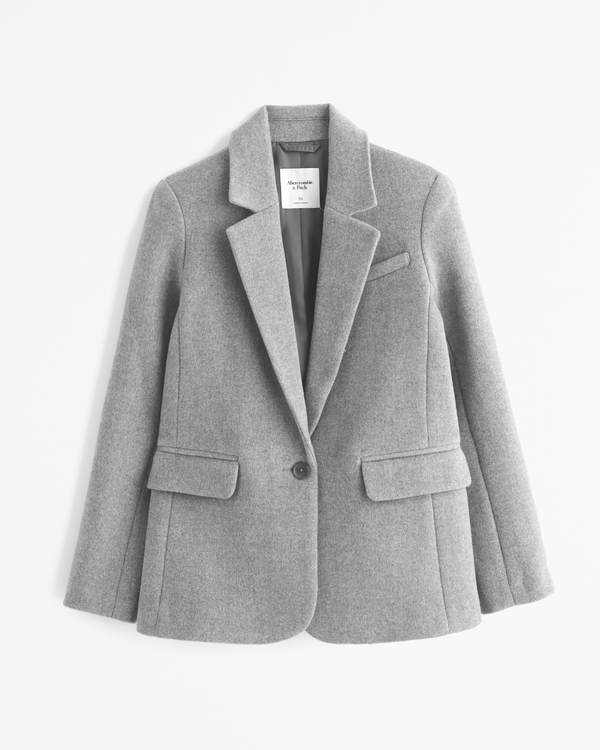 Wool-Blend Blazer, Gray view 1