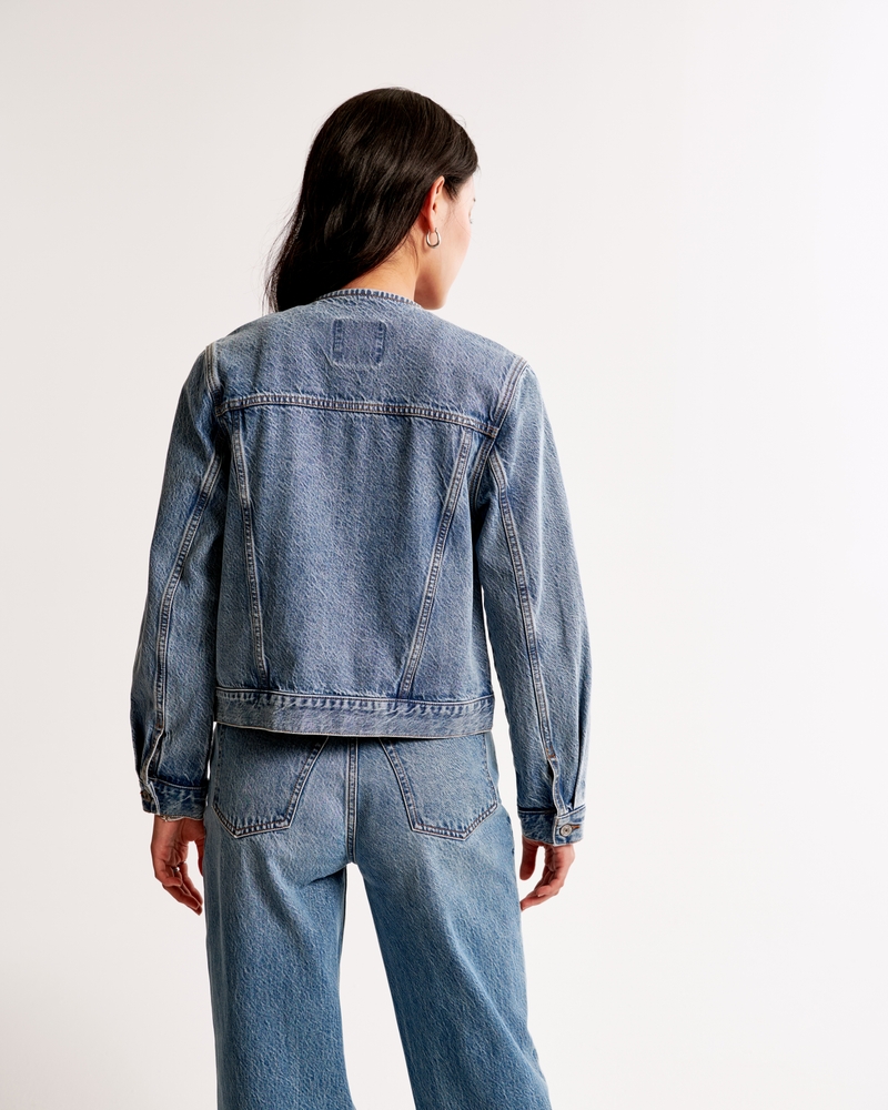 Collarless Denim Jacket